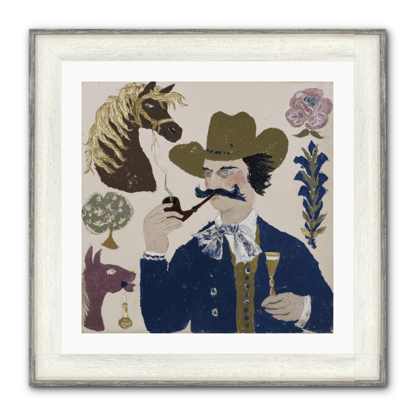 Champagne Before Noon Framed Print - Driftwood White 24x24
