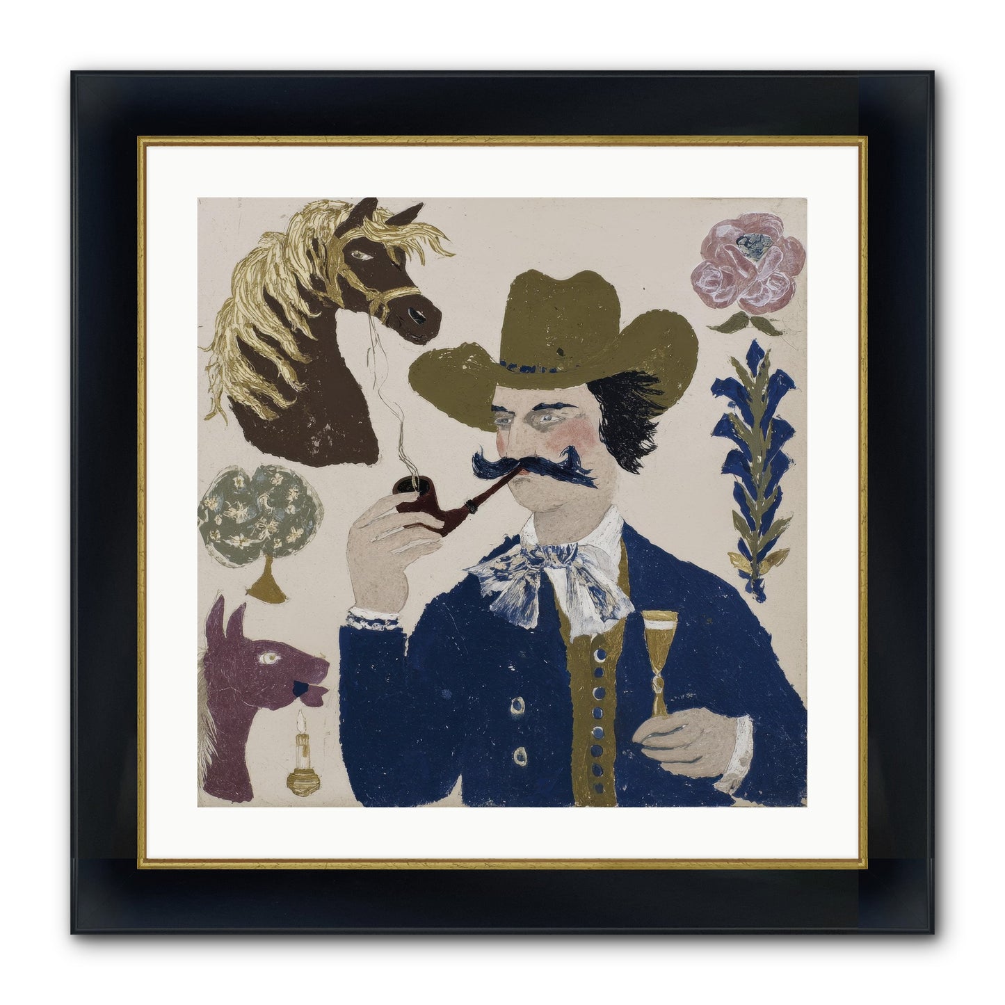 Champagne Before Noon Framed Print - Wide Black w/Gold 24x24