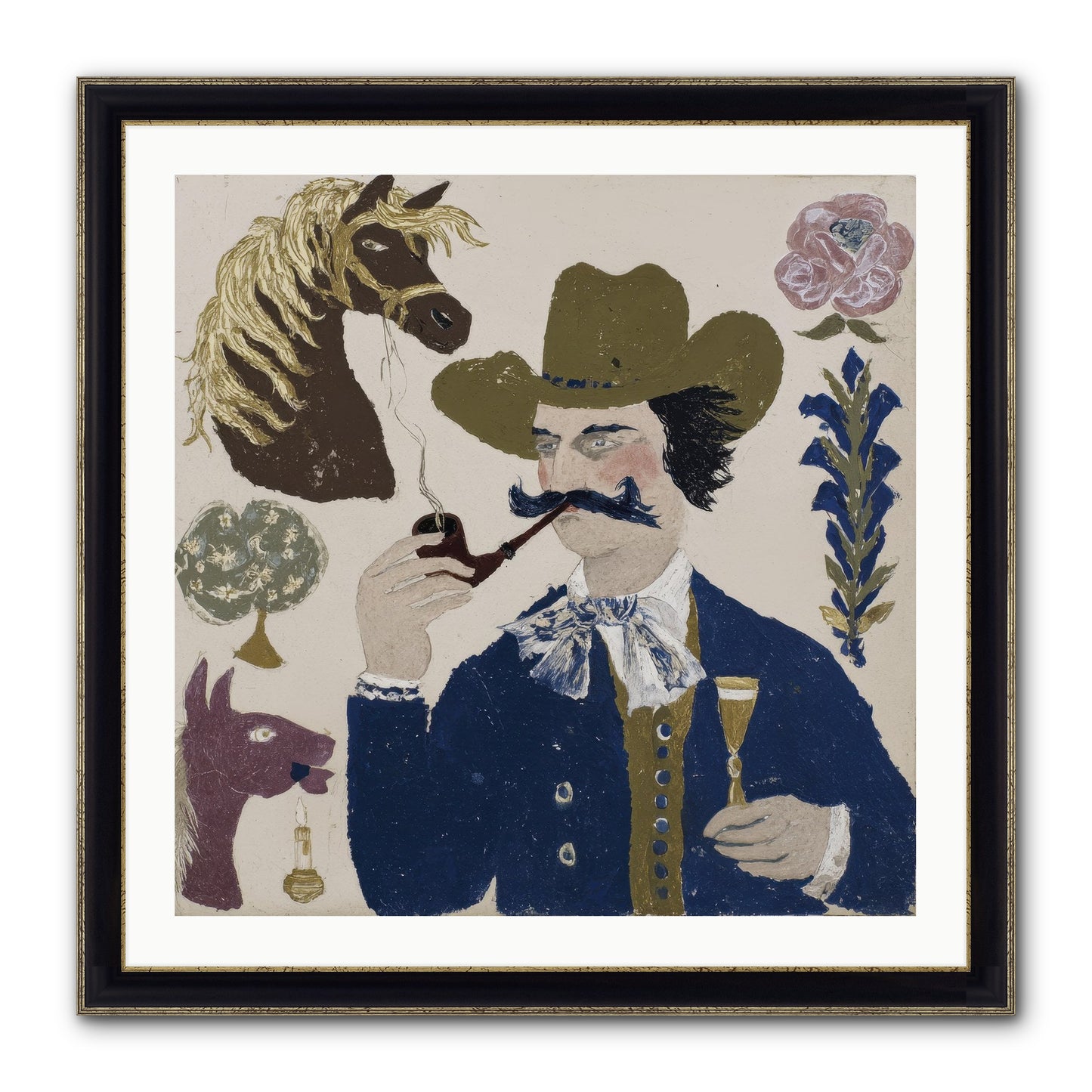 Champagne Before Noon Framed Print - Black & Gold 30x30