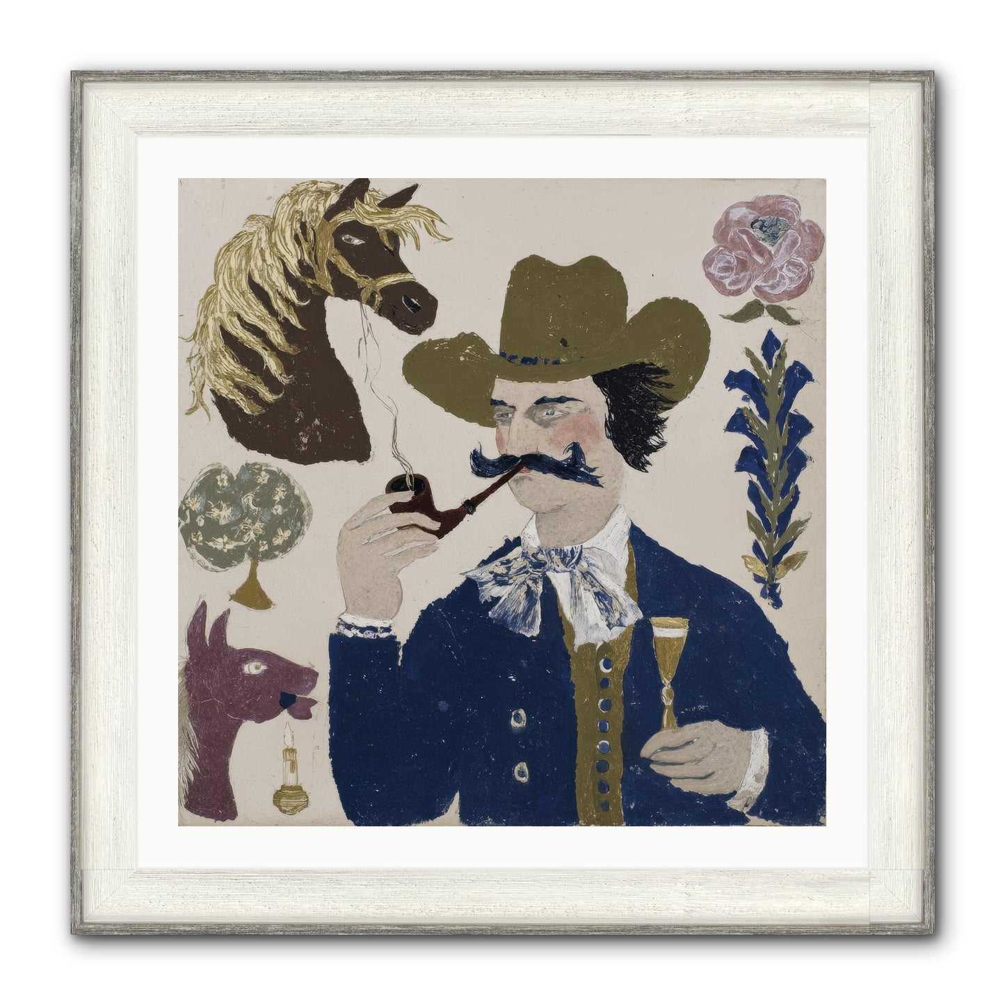 Champagne Before Noon Framed Print - Driftwood White 30x30