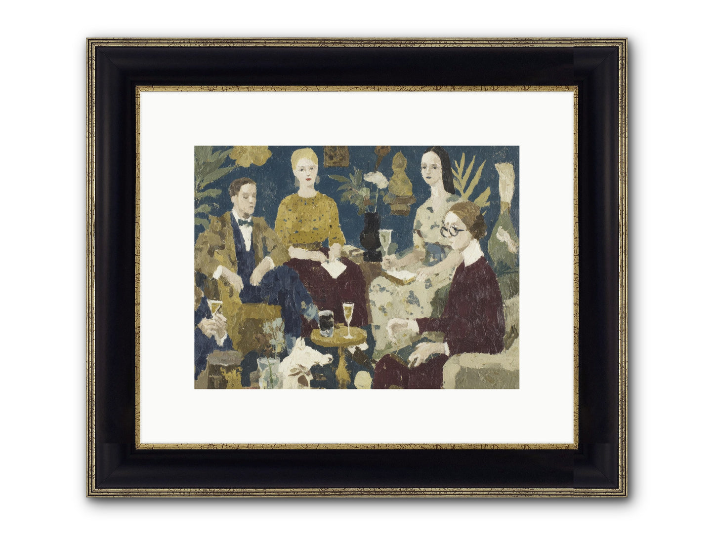 Champagne In The Library Framed Print - Black & Gold 12x9