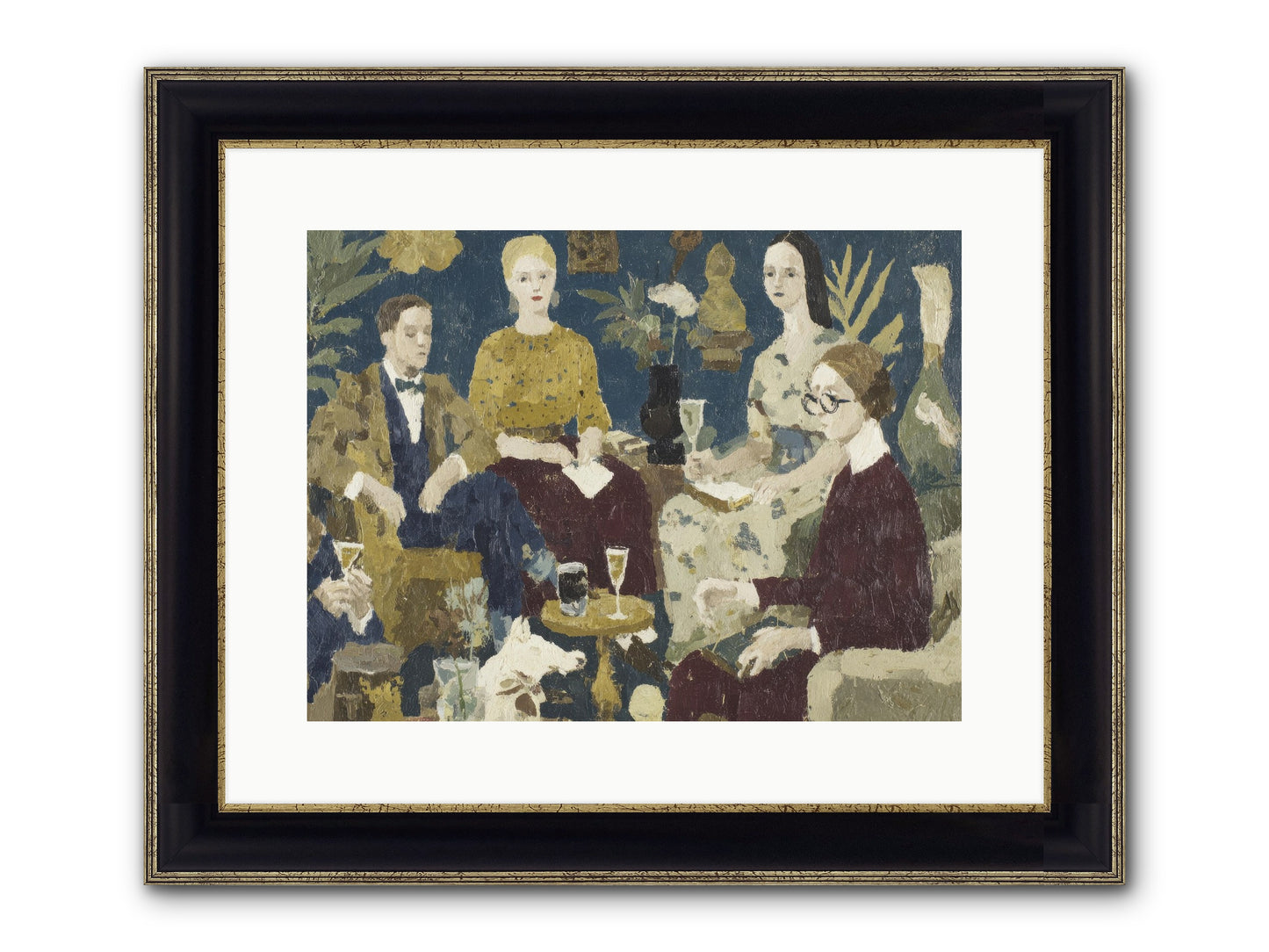 Champagne In The Library Framed Print - Black & Gold 16x12