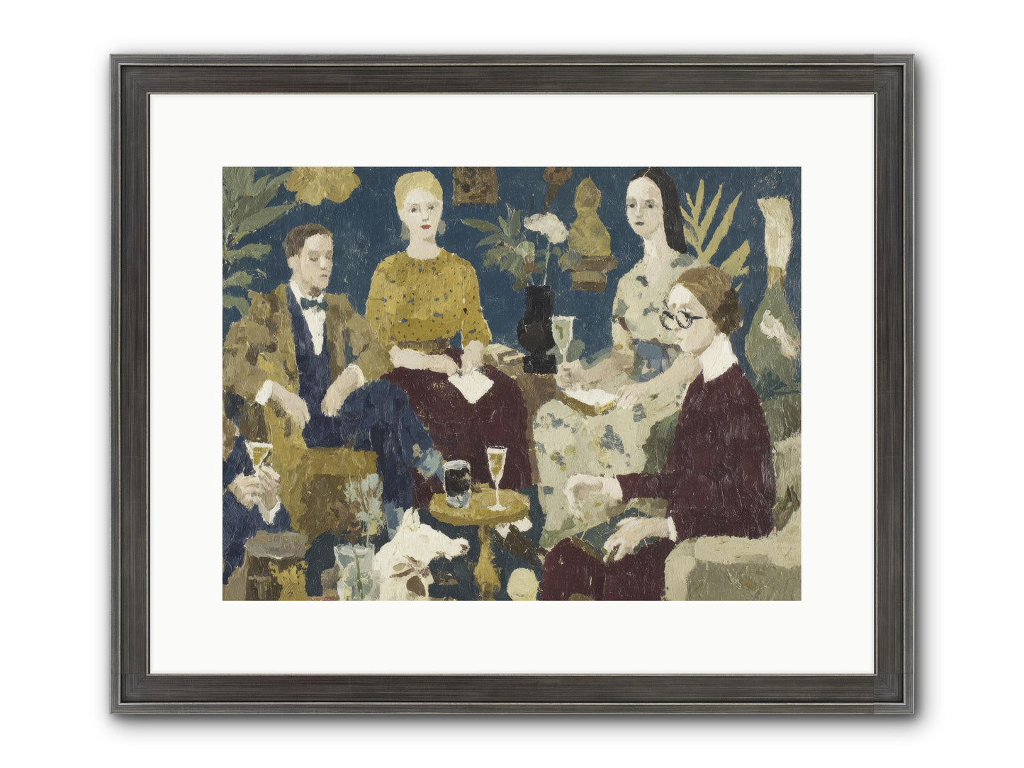 Champagne In The Library Framed Print - Slimwoods Black/Silver 16x12