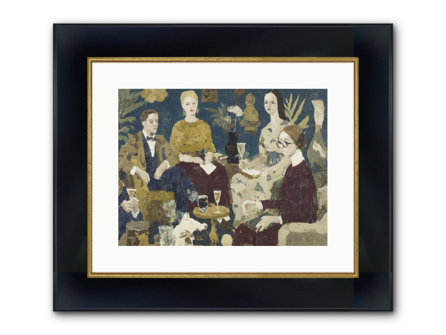 Champagne In The Library Framed Print - Wide Black w/Gold 16x12