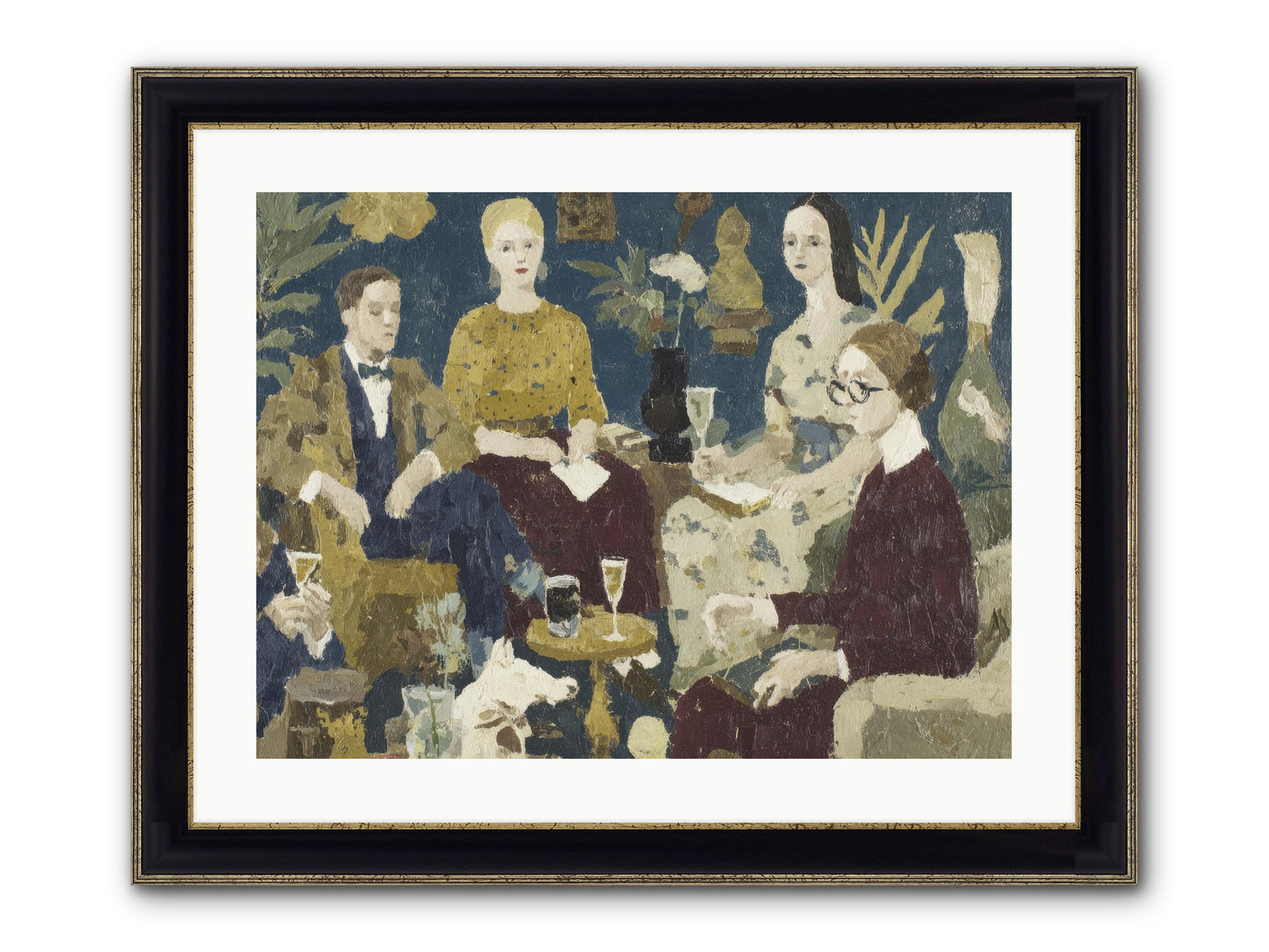 Champagne In The Library Framed Print - Black & Gold 24x18