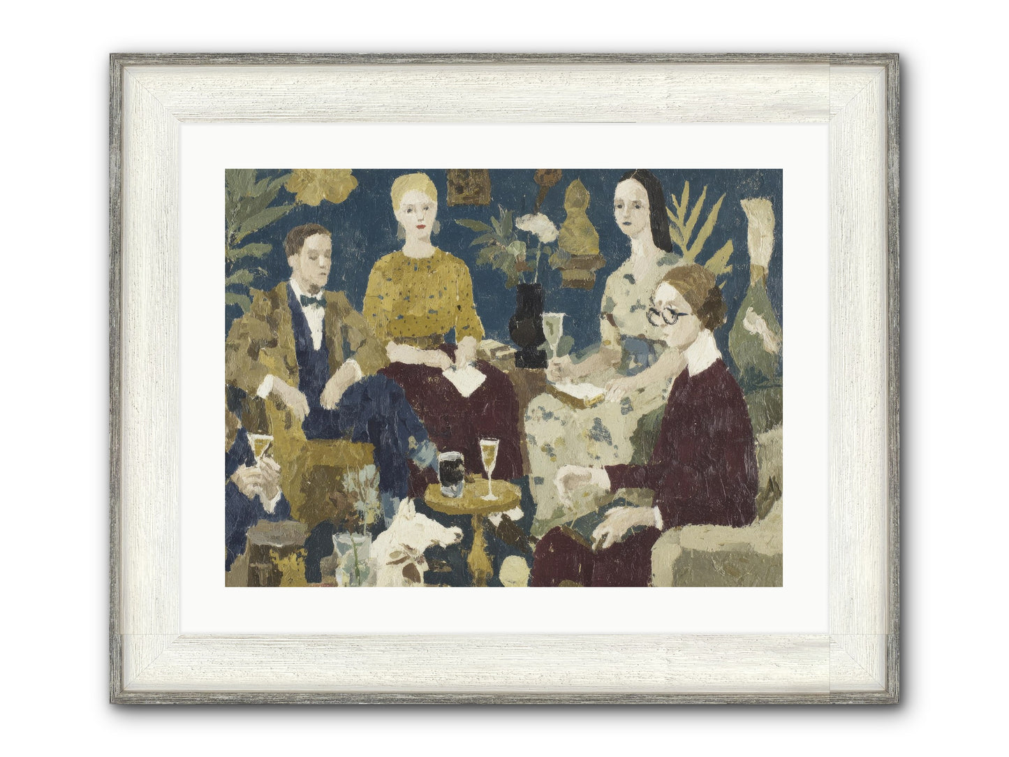 Champagne In The Library Framed Print - Driftwood White 24x18