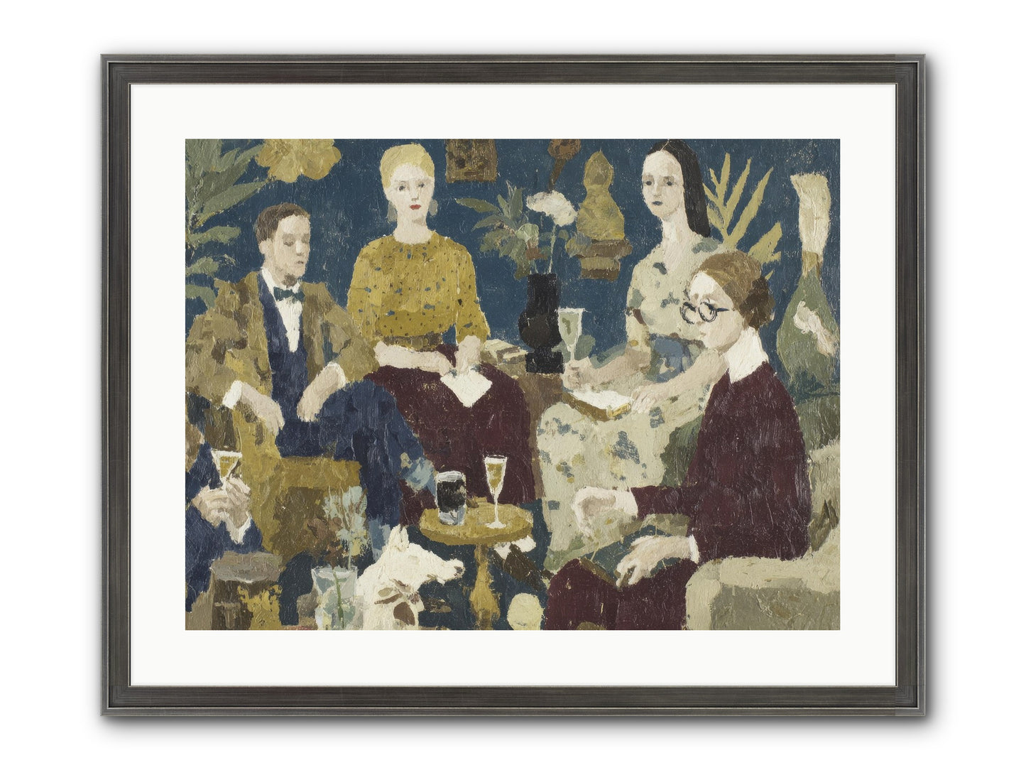 Champagne In The Library Framed Print - Slimwoods Black/Silver 24x18