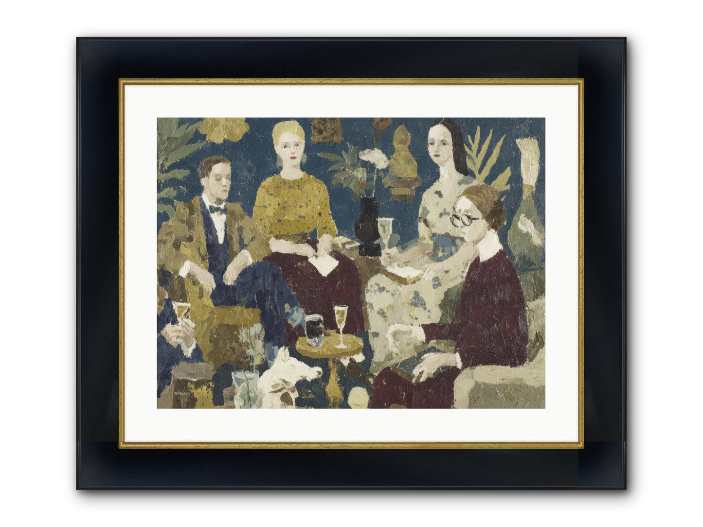 Champagne In The Library Framed Print - Wide Black w/Gold 24x18