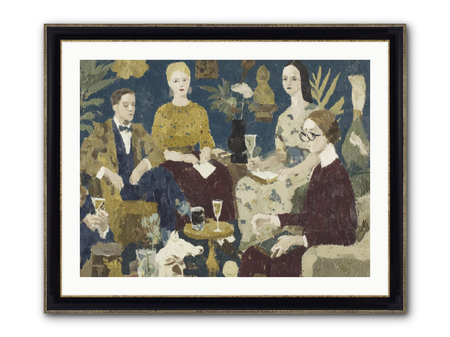 Champagne In The Library Framed Print - Black & Gold 32x24