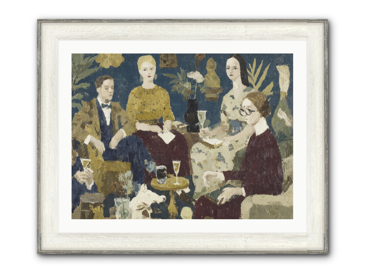 Champagne In The Library Framed Print - Driftwood White 32x24