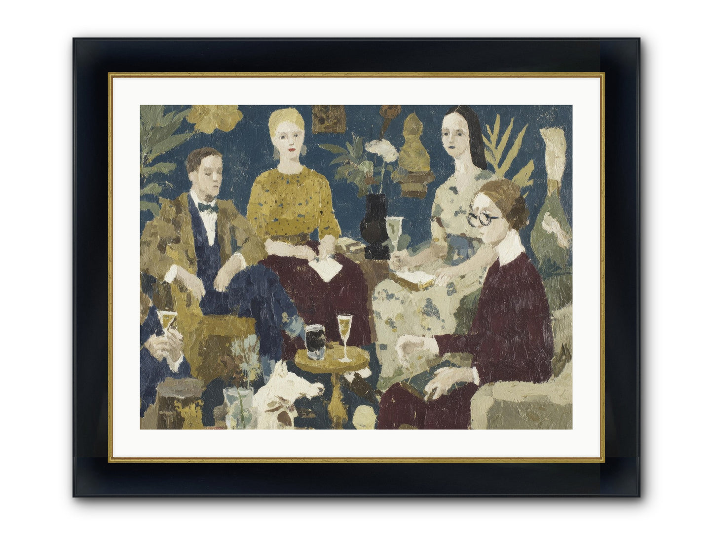 Champagne In The Library Framed Print - Wide Black w/Gold 32x24