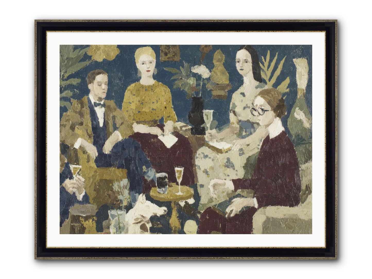 Champagne In The Library Framed Print - Black & Gold 40x30