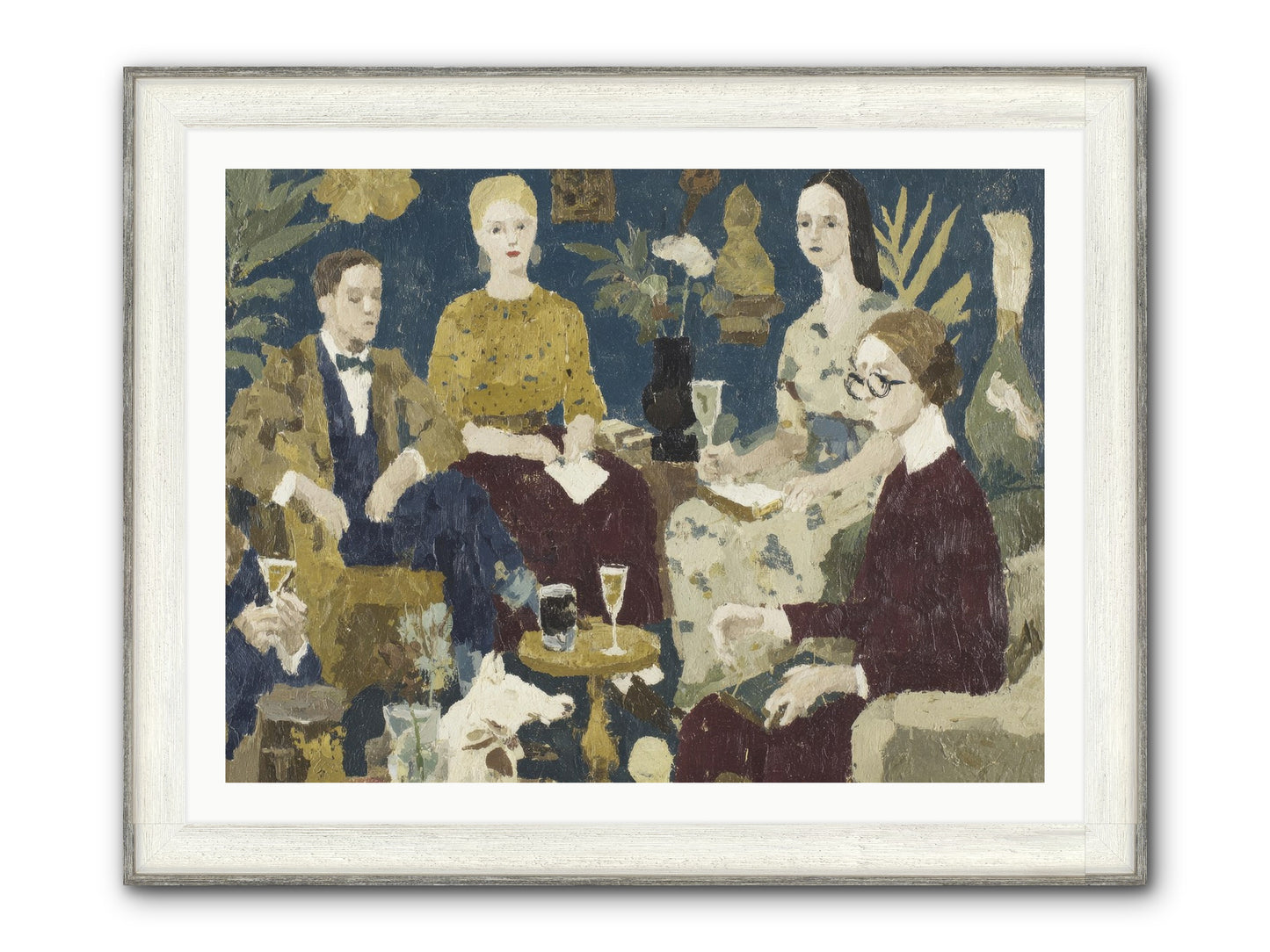 Champagne In The Library Framed Print - Driftwood White 40x30