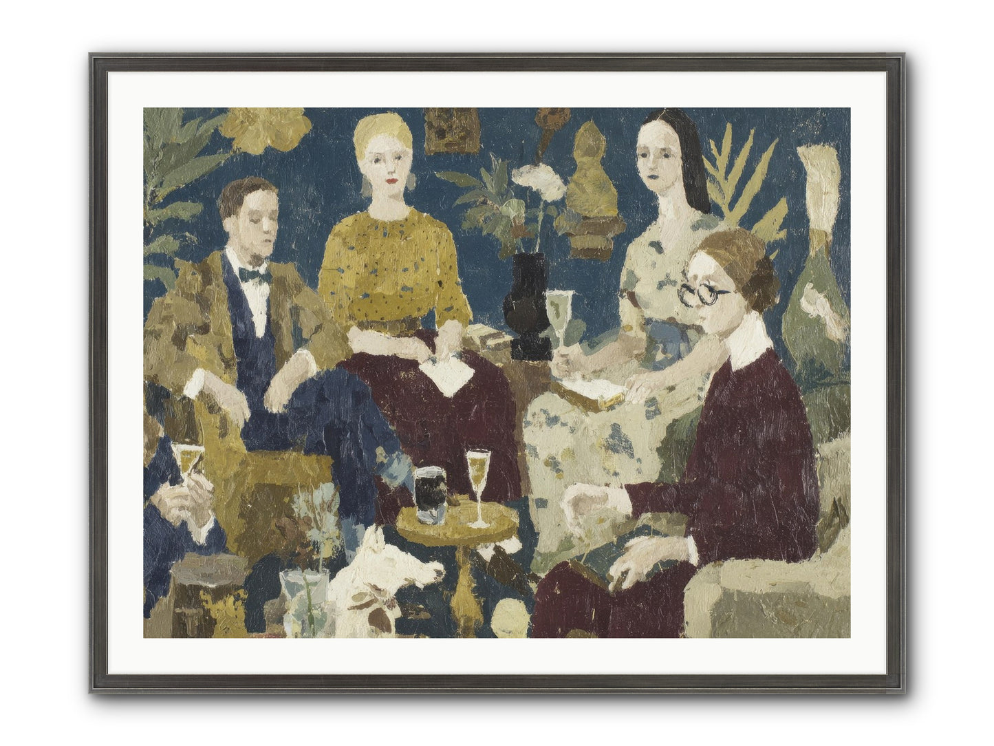 Champagne In The Library Framed Print - Slimwoods Black/Silver 40x30