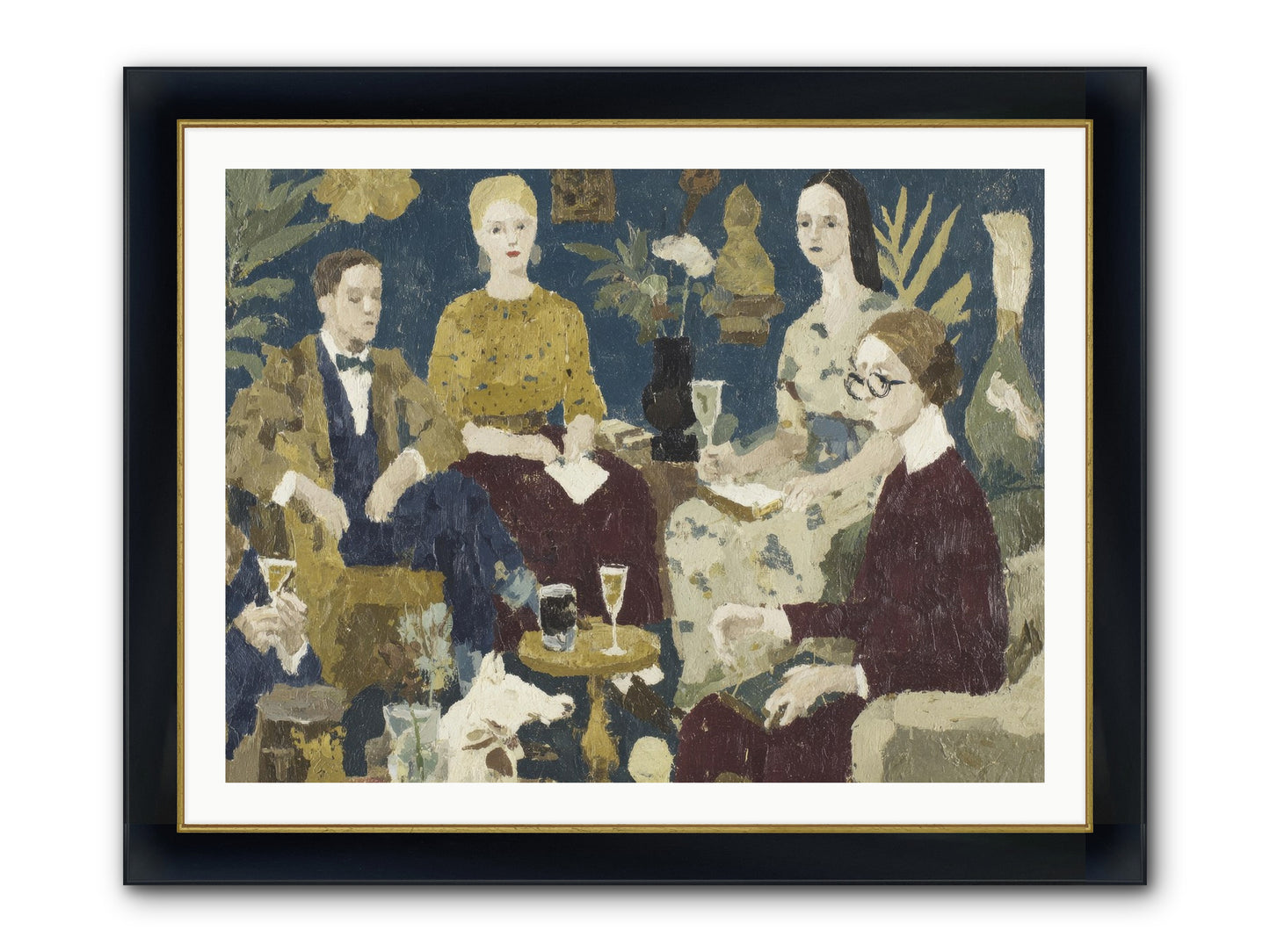 Champagne In The Library Framed Print - Wide Black w/Gold 40x30