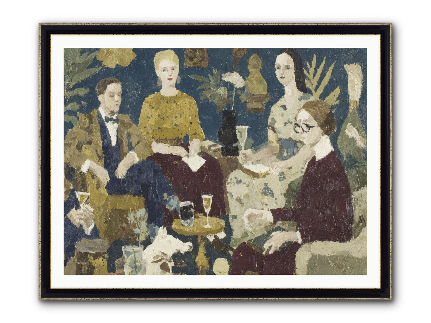 Champagne In The Library Framed Print - Black & Gold 48x36