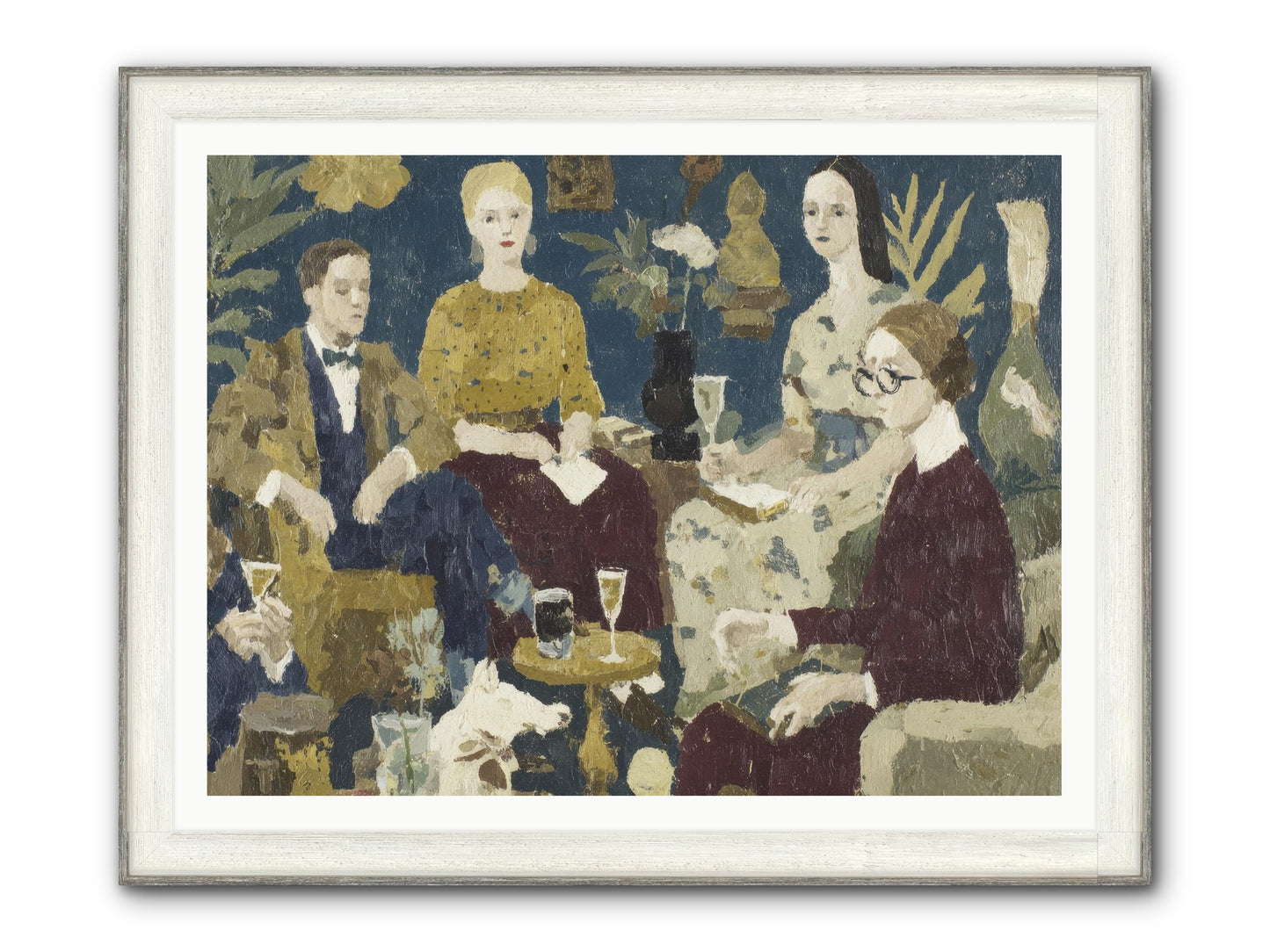 Champagne In The Library Framed Print - Driftwood White 48x36