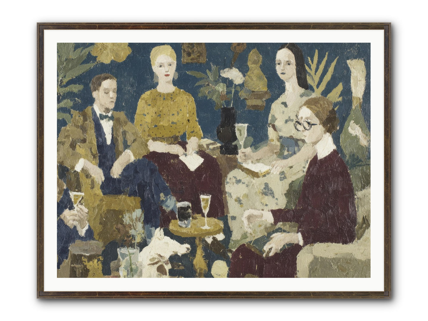 Champagne In The Library Framed Print - Slimwoods Black/Gold 48x36