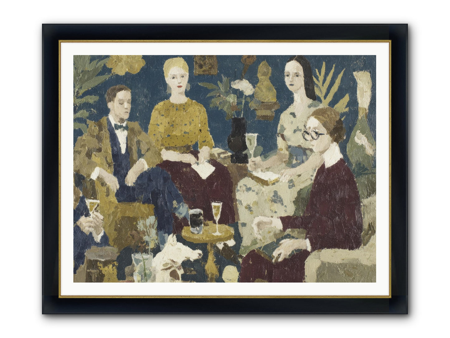 Champagne In The Library Framed Print - Wide Black w/Gold 48x36