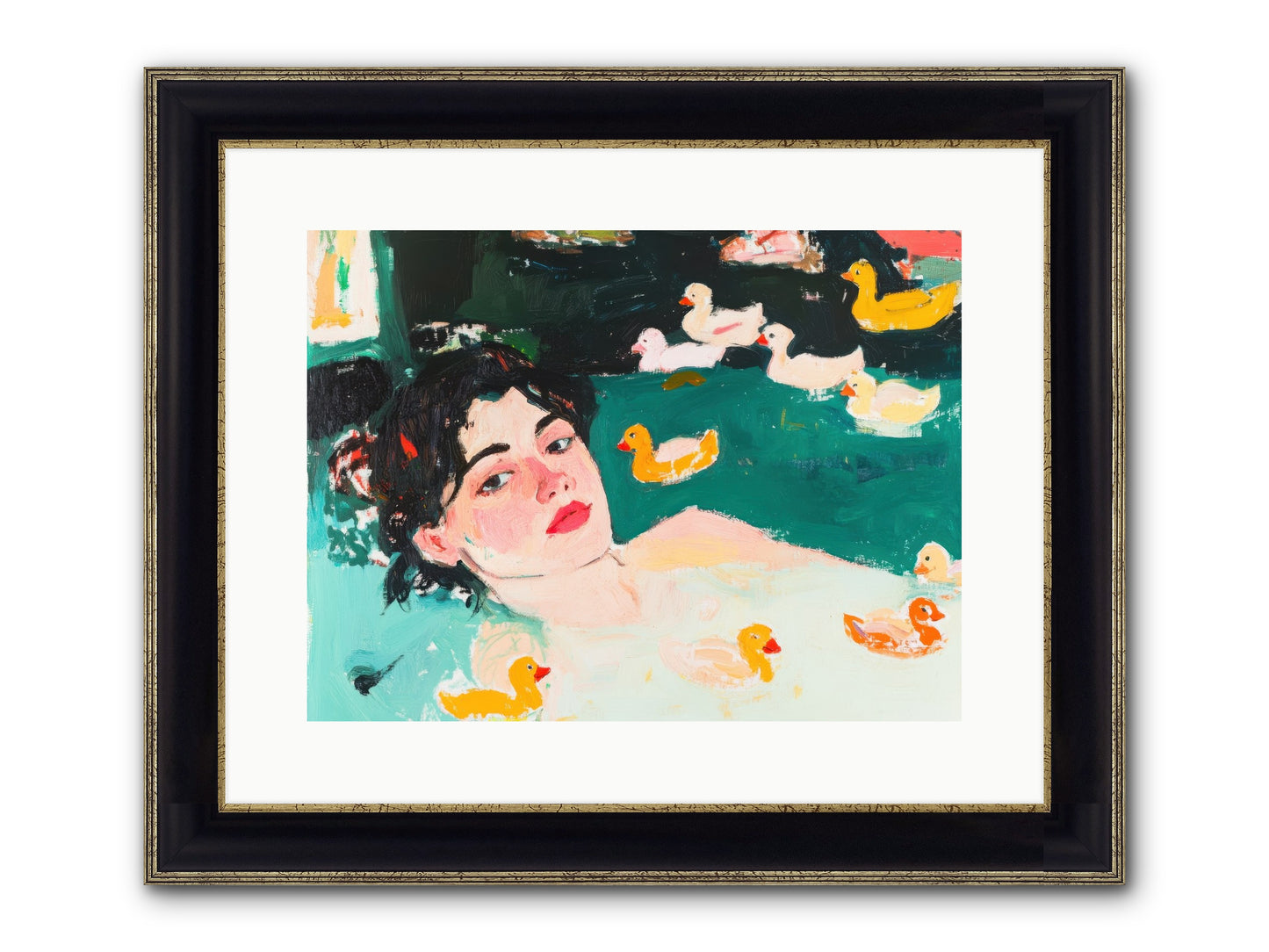 Champagne Soak Framed Print - Black & Gold 16x12