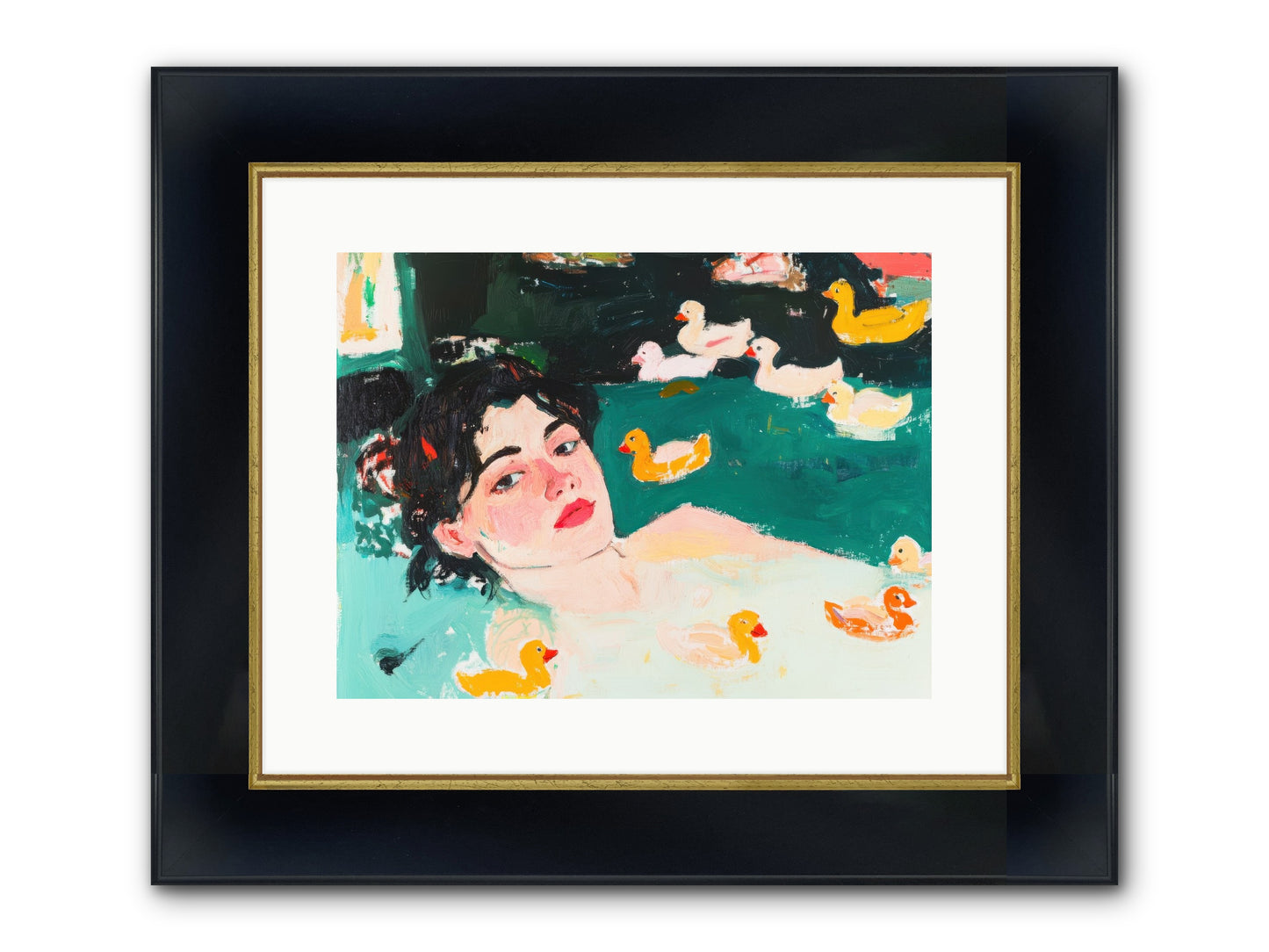 Champagne Soak Framed Print - Wide Black w/Gold 16x12