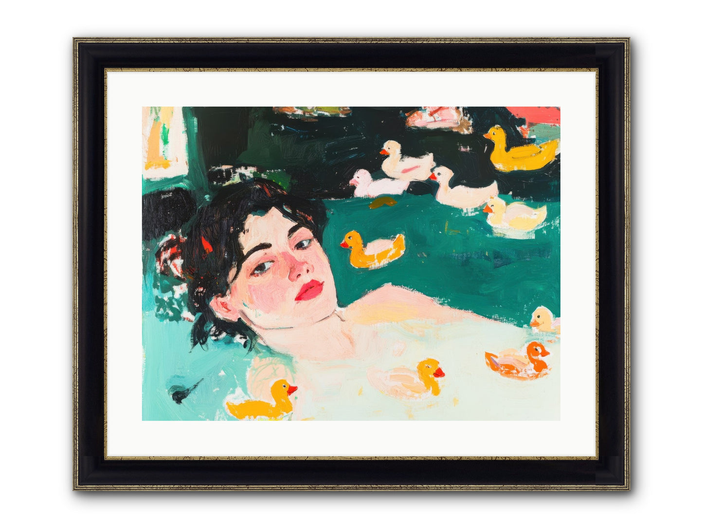 Champagne Soak Framed Print - Black & Gold 24x18