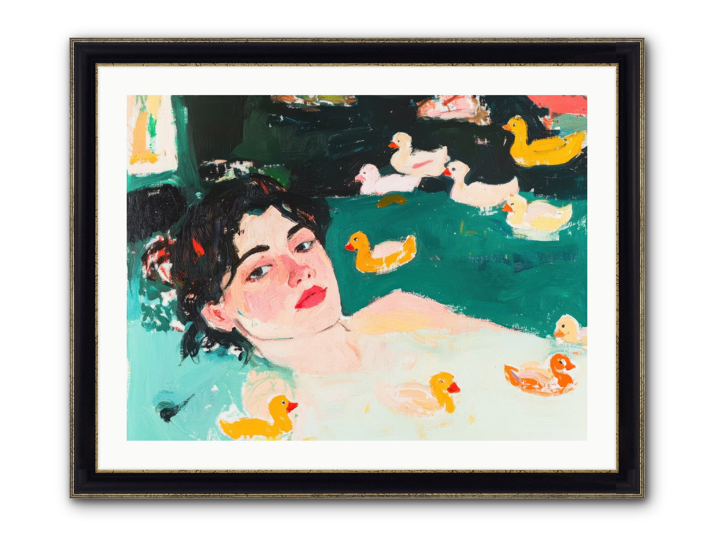 Champagne Soak Framed Print - Black & Gold 32x24