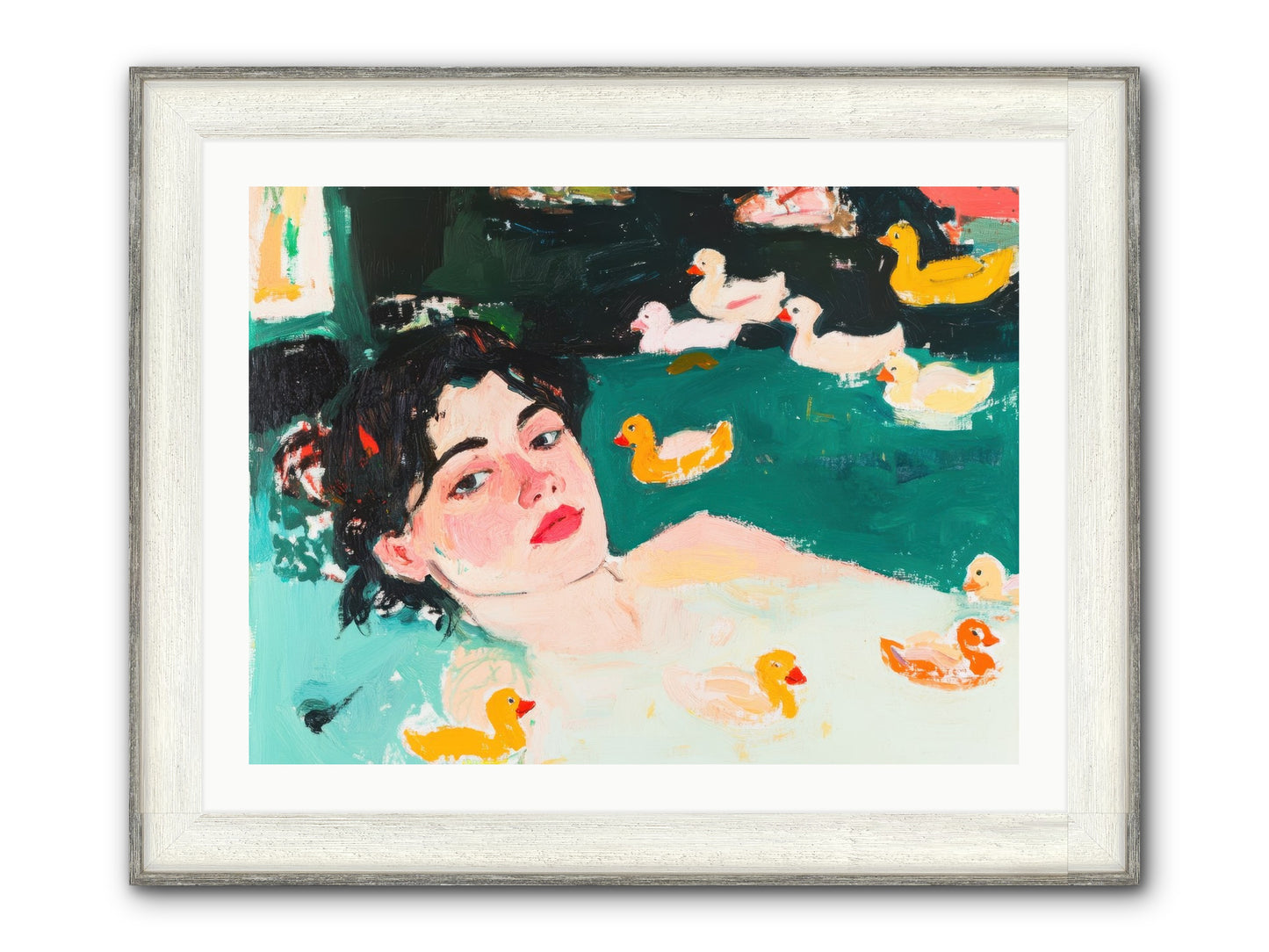 Champagne Soak Framed Print - Driftwood White 32x24
