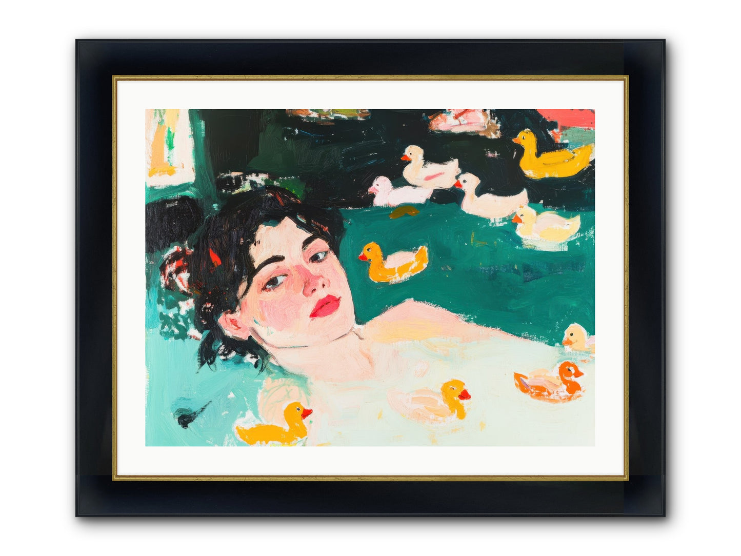 Champagne Soak Framed Print - Wide Black w/Gold 32x24