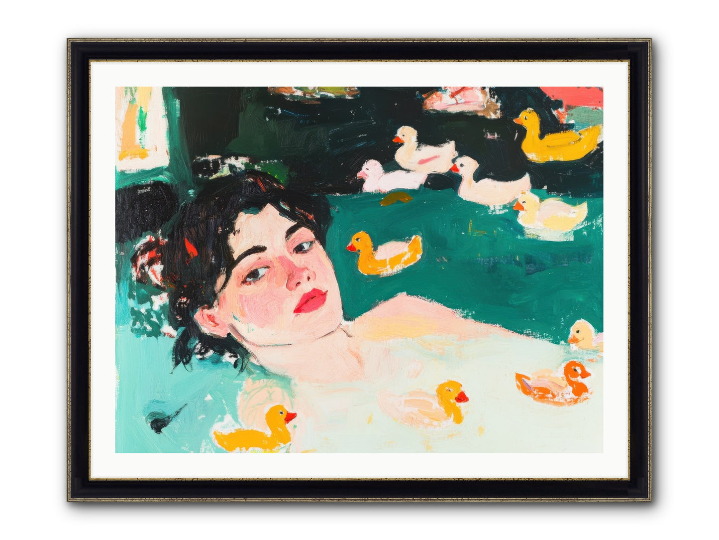 Champagne Soak Framed Print - Black & Gold 40x30
