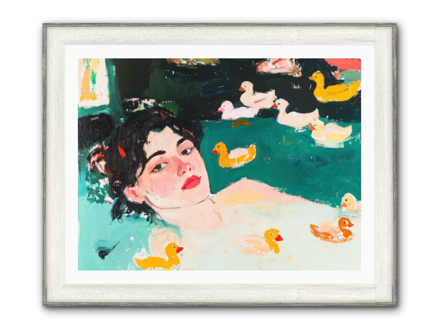 Champagne Soak Framed Print - Driftwood White 40x30