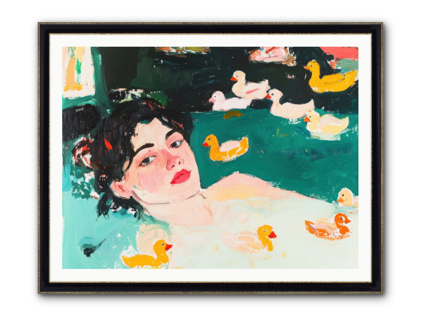Champagne Soak Framed Print - Black & Gold 48x36