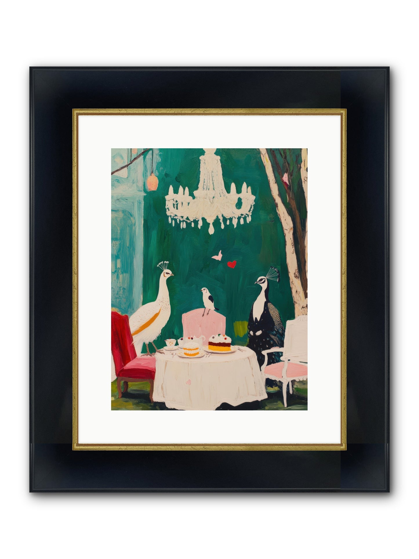 Chandeliers Caught Dancing Framed Print - Wide Black w/Gold 12x16