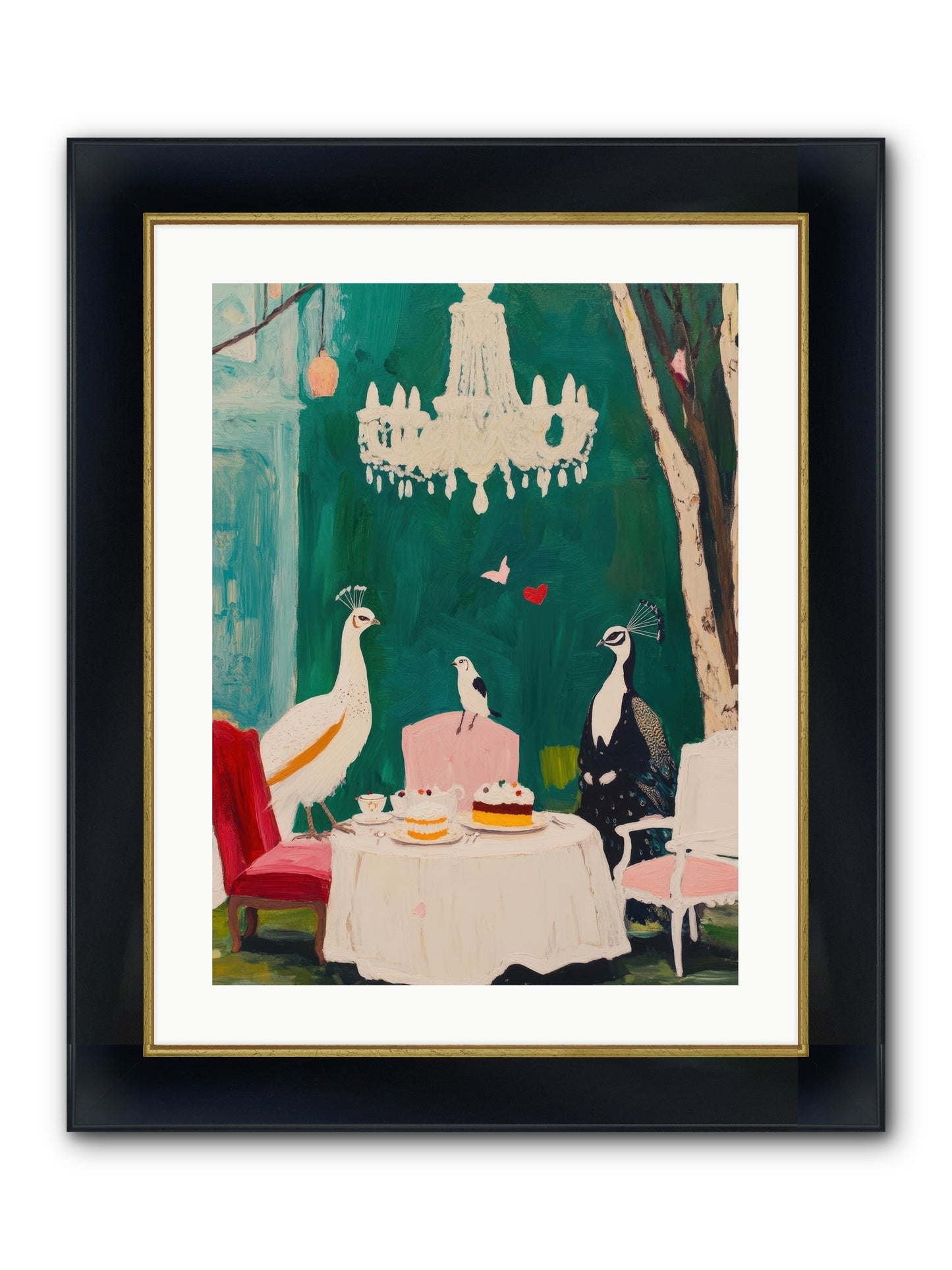 Chandeliers Caught Dancing Framed Print - Wide Black w/Gold 18x24