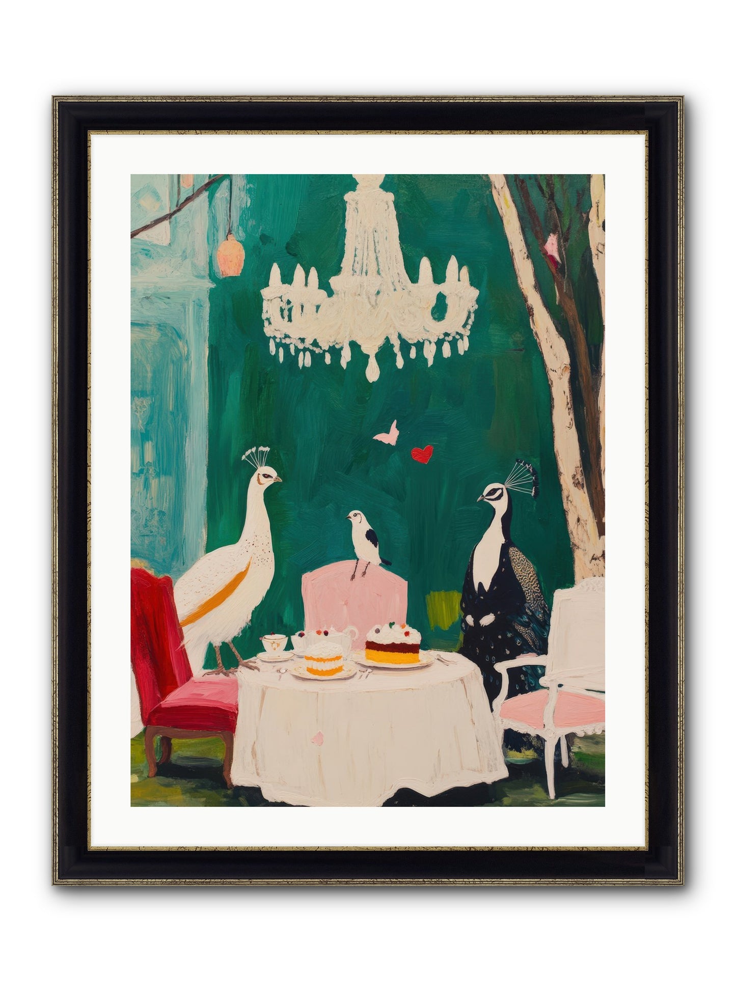 Chandeliers Caught Dancing Framed Print - Black & Gold 24x32