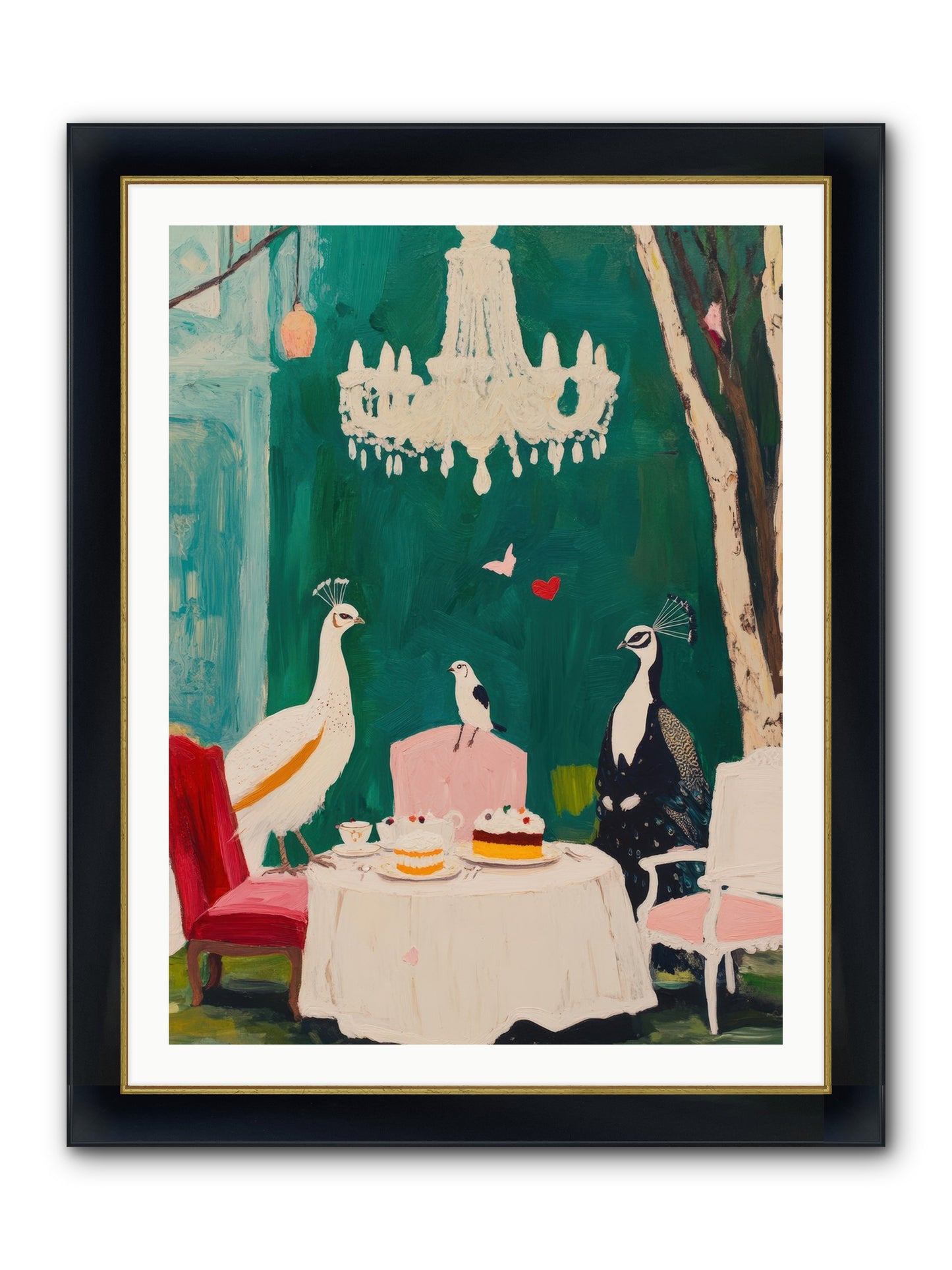 Chandeliers Caught Dancing Framed Print - Wide Black w/Gold 30x40