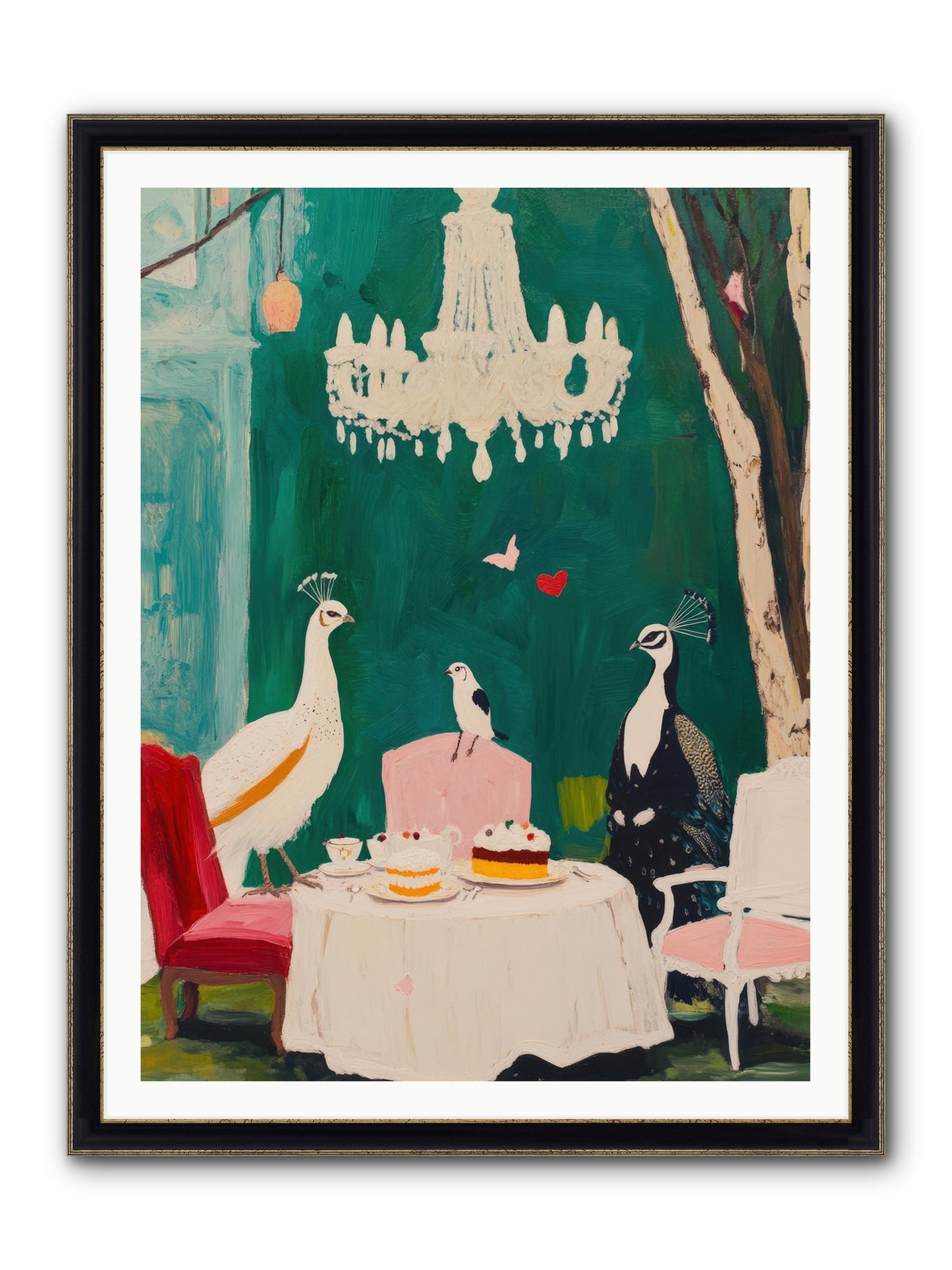 Chandeliers Caught Dancing Framed Print - Black & Gold 36x48