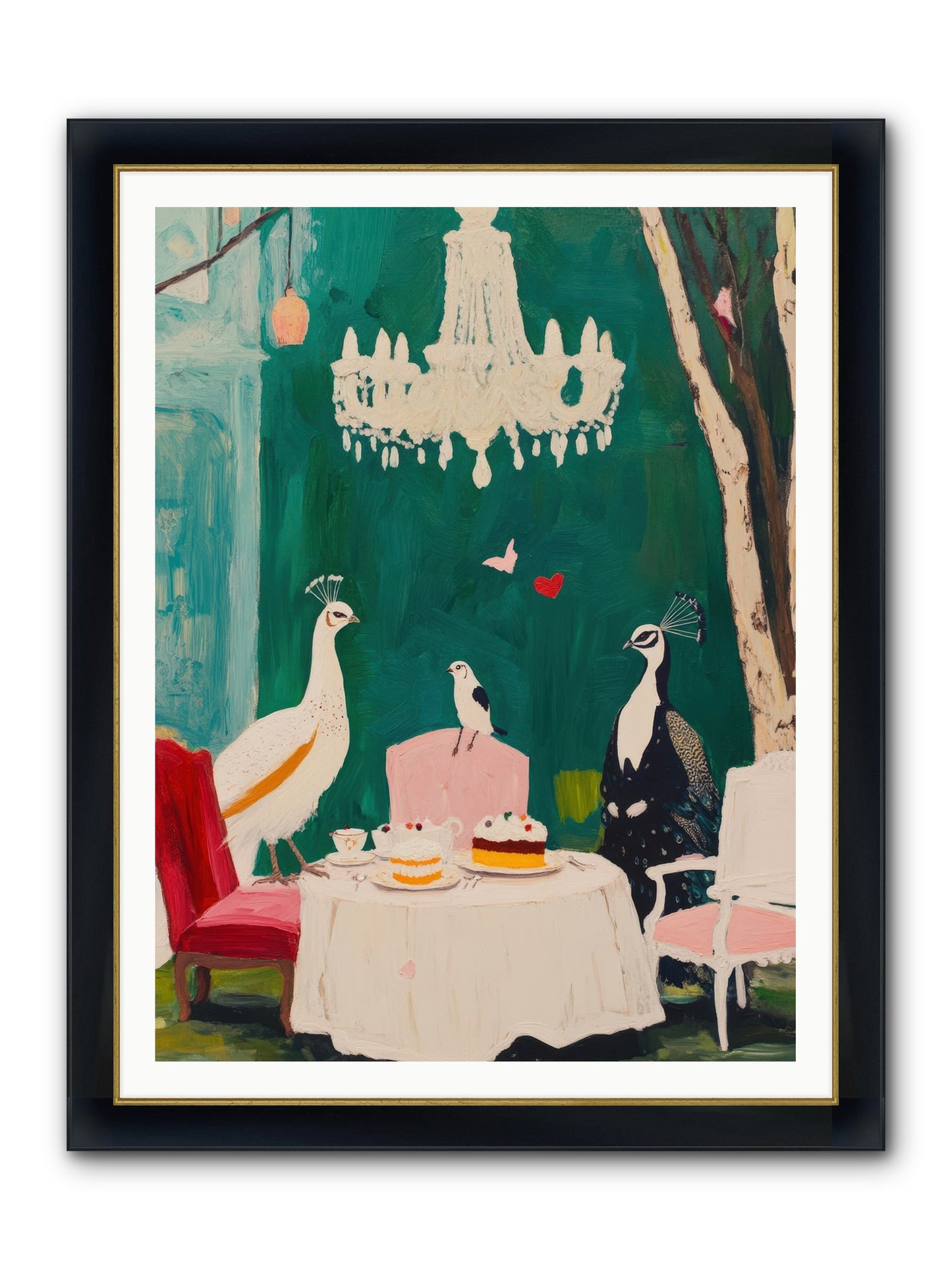Chandeliers Caught Dancing Framed Print - Wide Black w/Gold 36x48