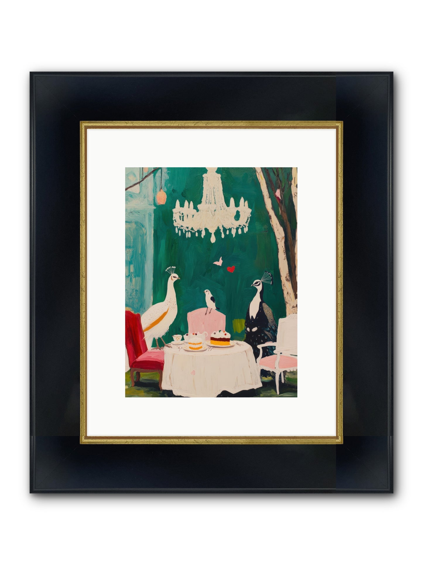 Chandeliers Caught Dancing Framed Print - Wide Black w/Gold 9x12