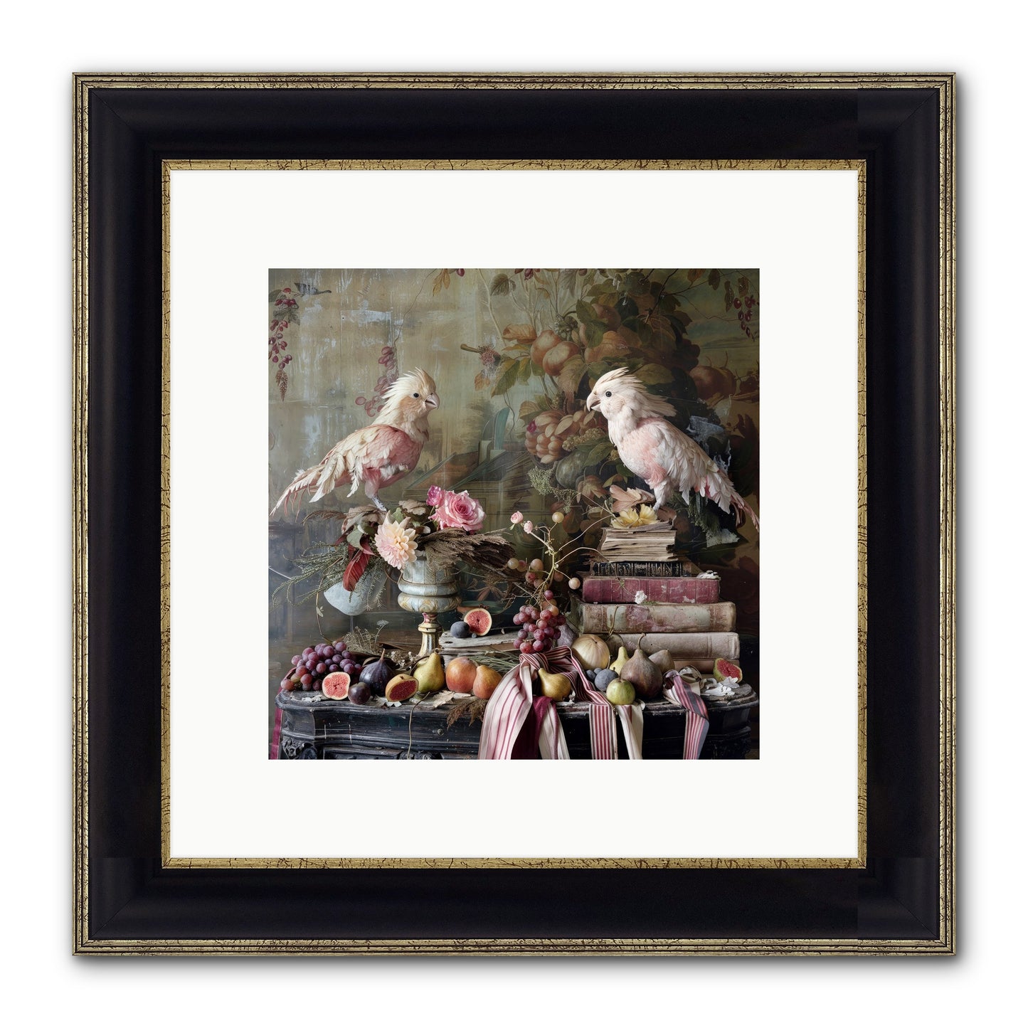 Chansons From Gilded Aviaries Framed Print - Black & Gold 10x10