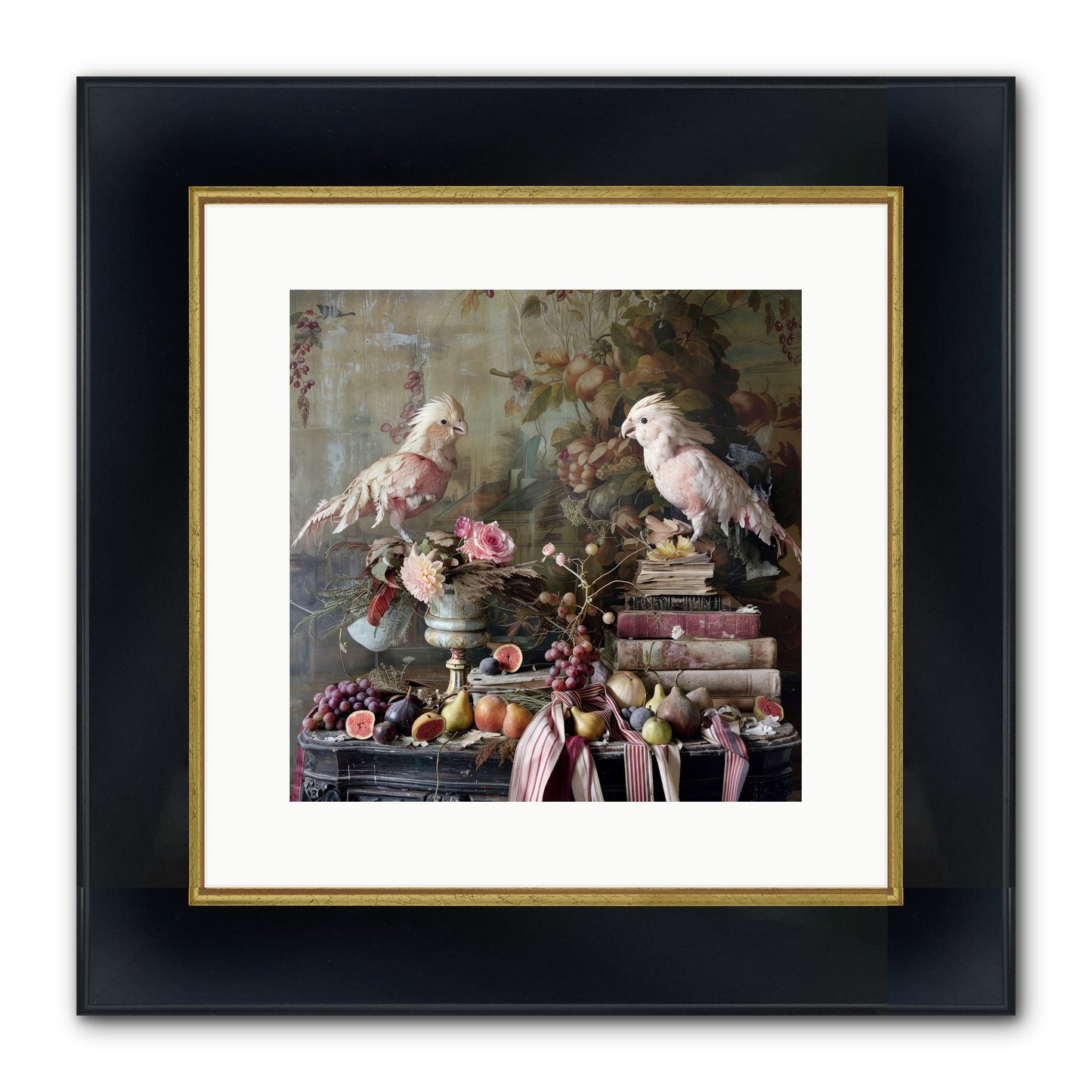 Chansons From Gilded Aviaries Framed Print - Wide Black w/Gold 12x12