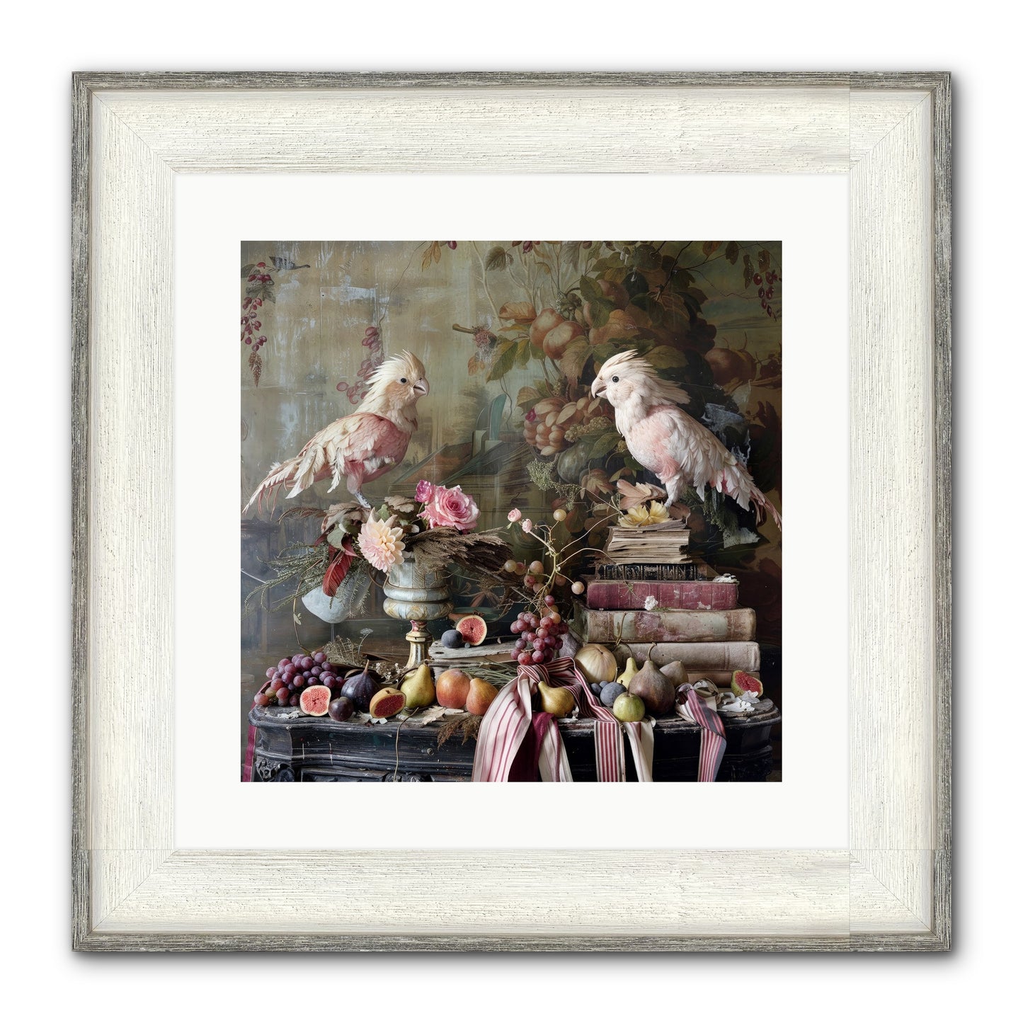 Chansons From Gilded Aviaries Framed Print - Driftwood White 16x16