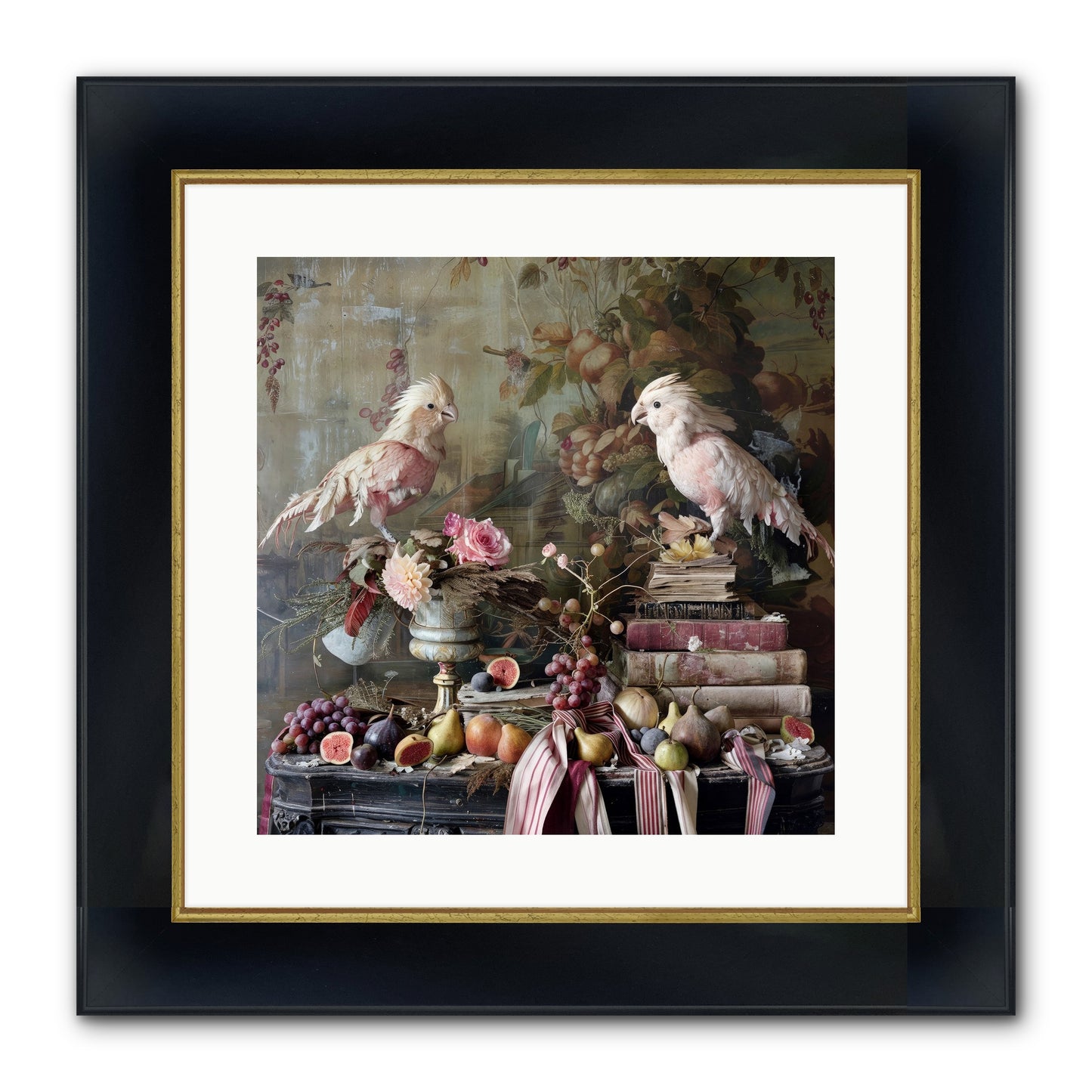 Chansons From Gilded Aviaries Framed Print - Wide Black w/Gold 16x16