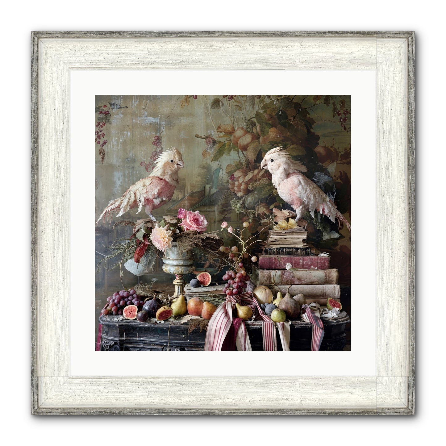 Chansons From Gilded Aviaries Framed Print - Driftwood White 20x20