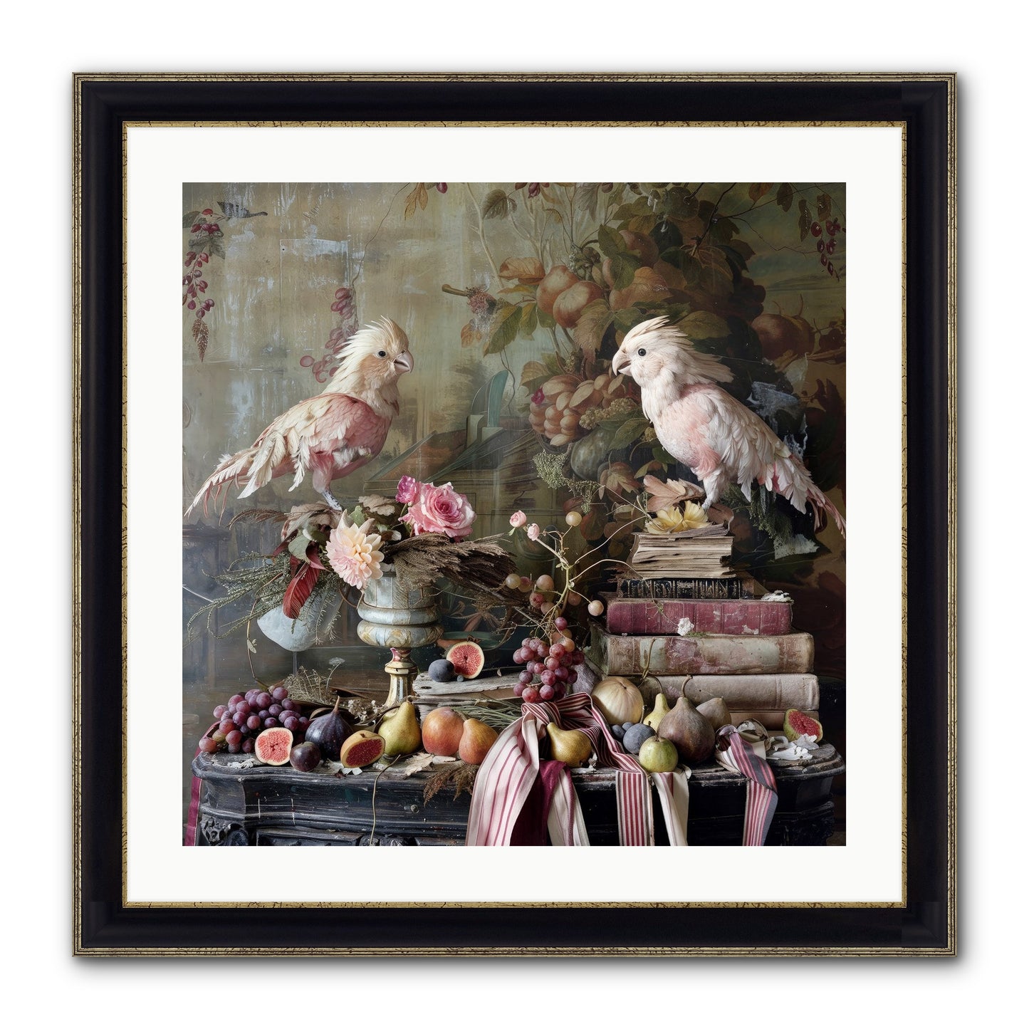 Chansons From Gilded Aviaries Framed Print - Black & Gold 24x24