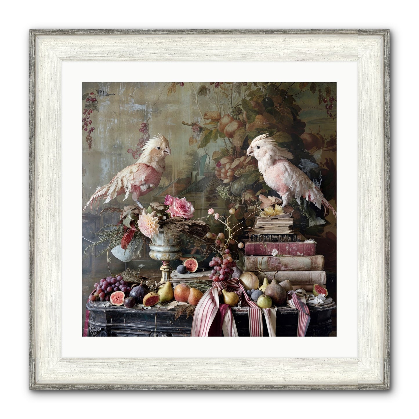 Chansons From Gilded Aviaries Framed Print - Driftwood White 24x24