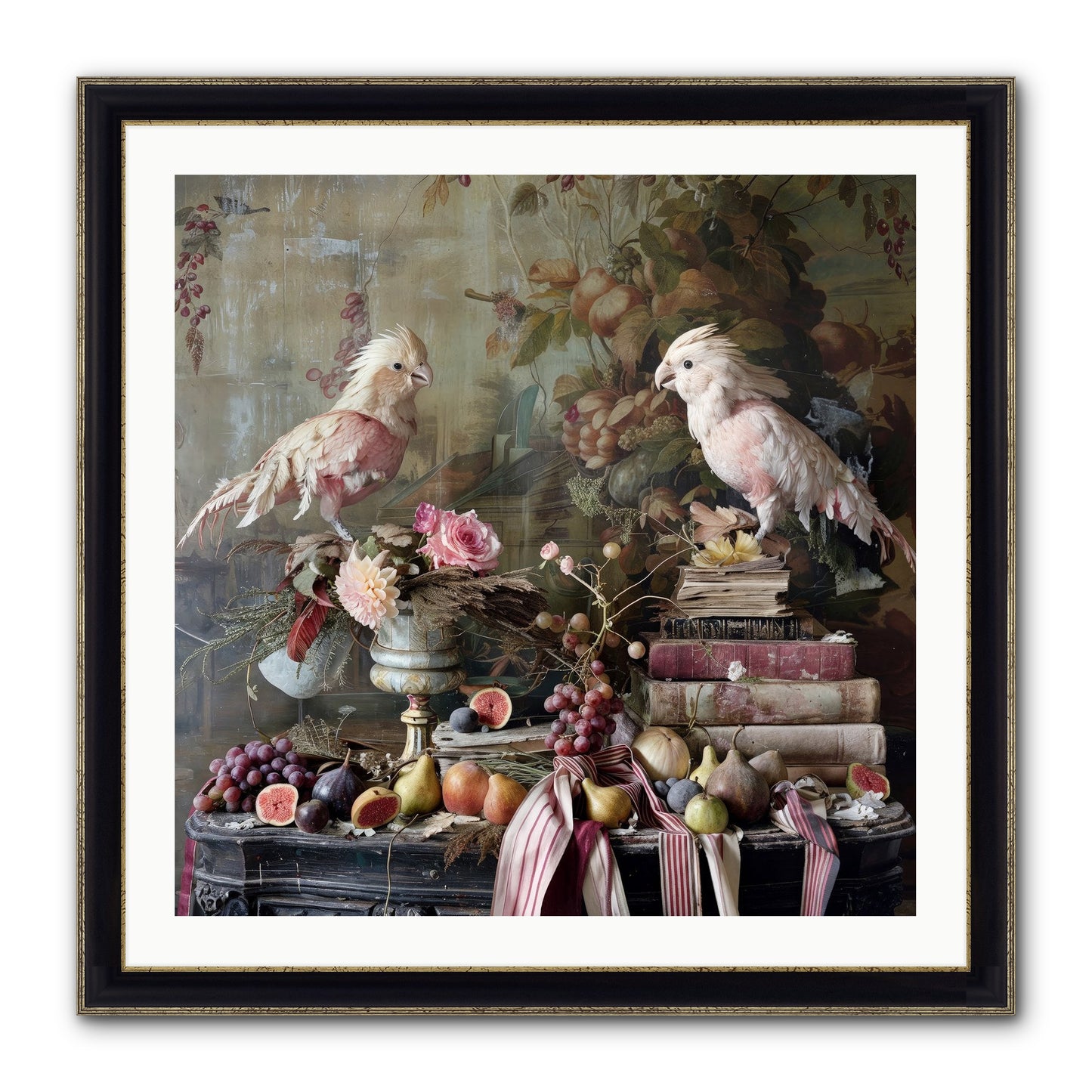 Chansons From Gilded Aviaries Framed Print - Black & Gold 30x30