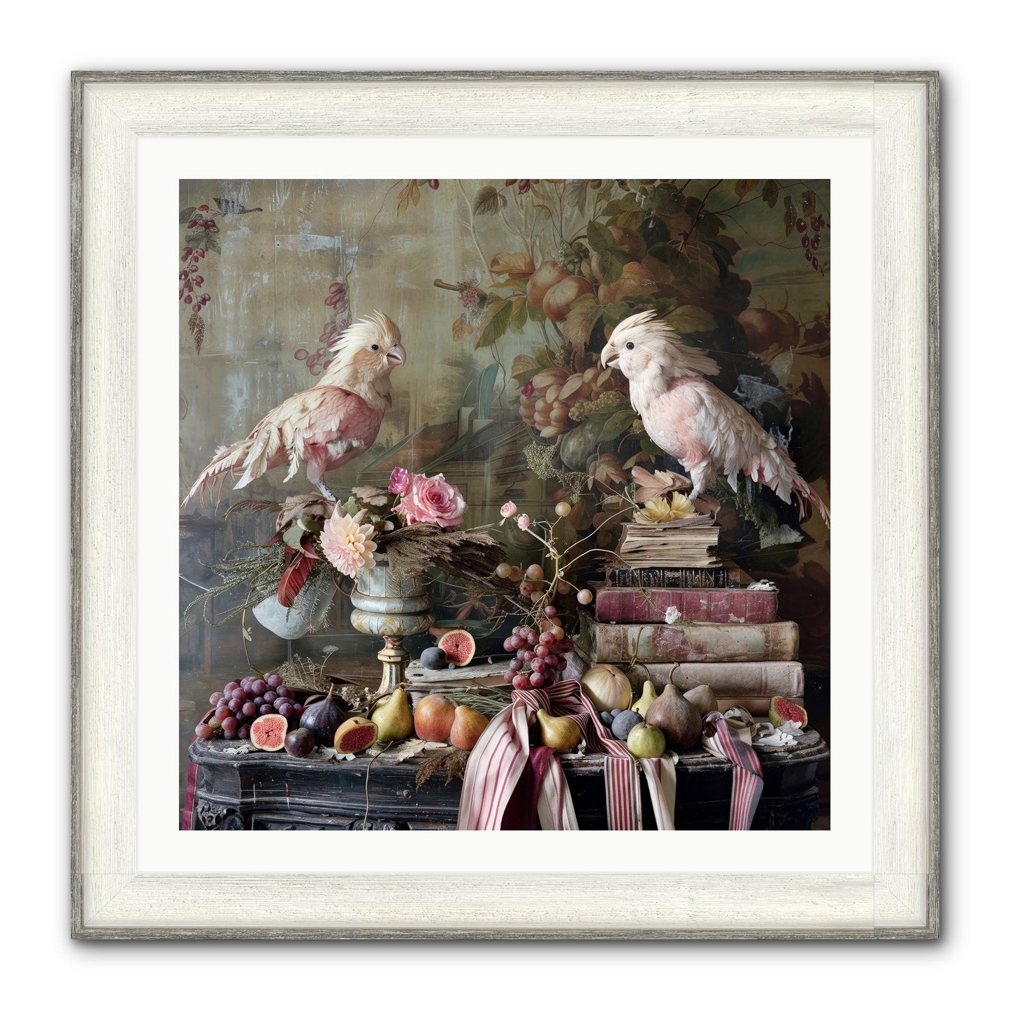 Chansons From Gilded Aviaries Framed Print - Driftwood White 30x30