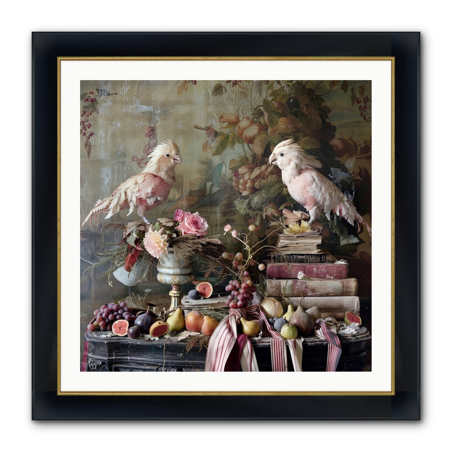 Chansons From Gilded Aviaries Framed Print - Wide Black w/Gold 30x30
