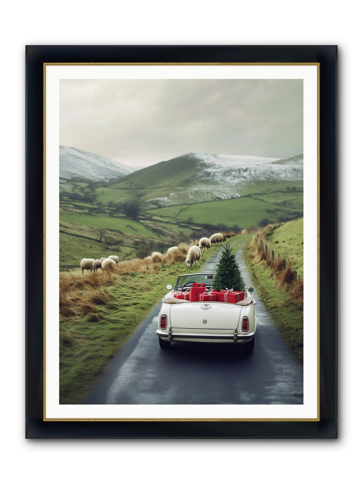 Chariot De Joie Framed Print - Wide Black w/Gold 36x48